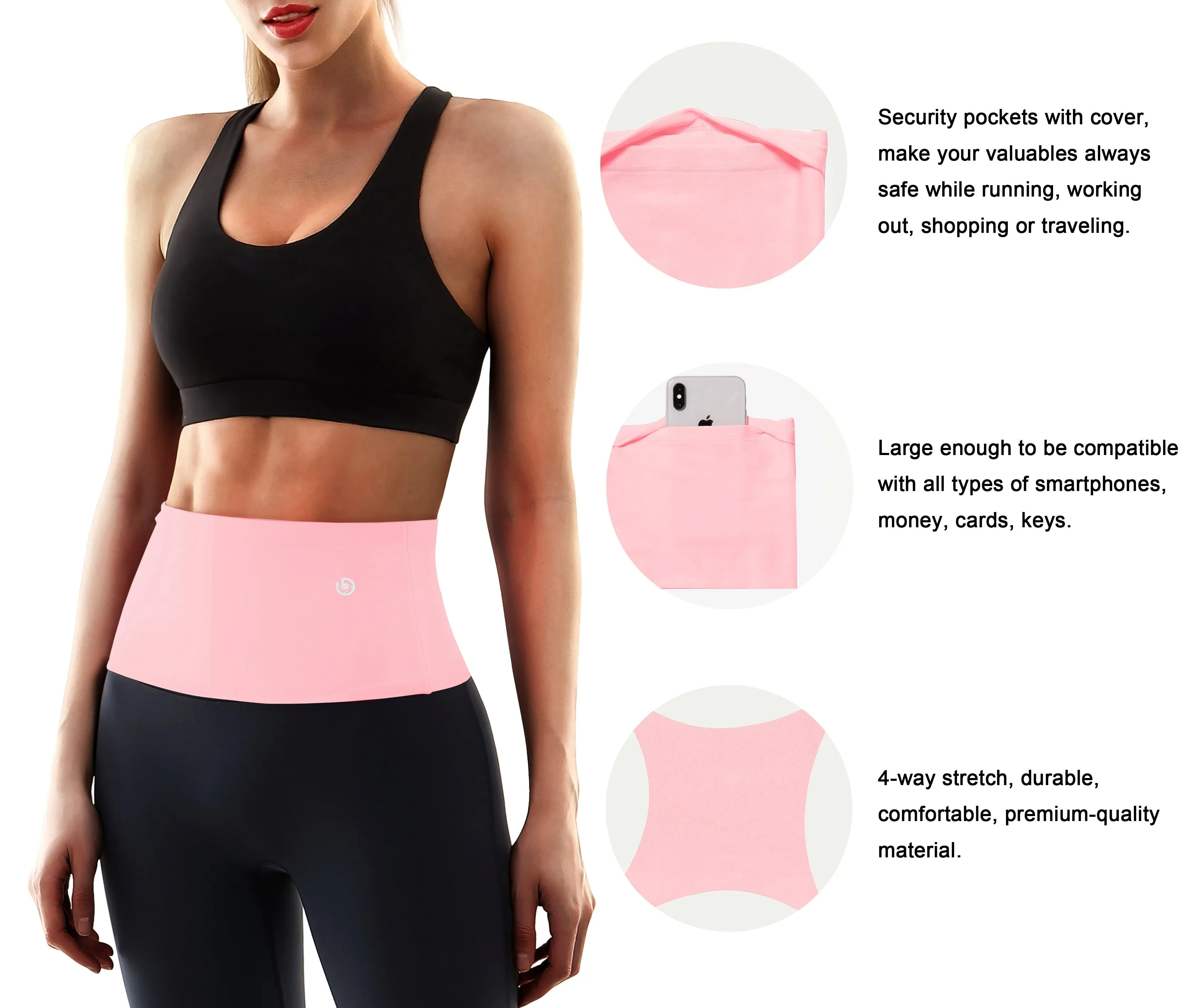 4 Pocket Sports Running Waist Pack LEMONADEPINK_Jogging