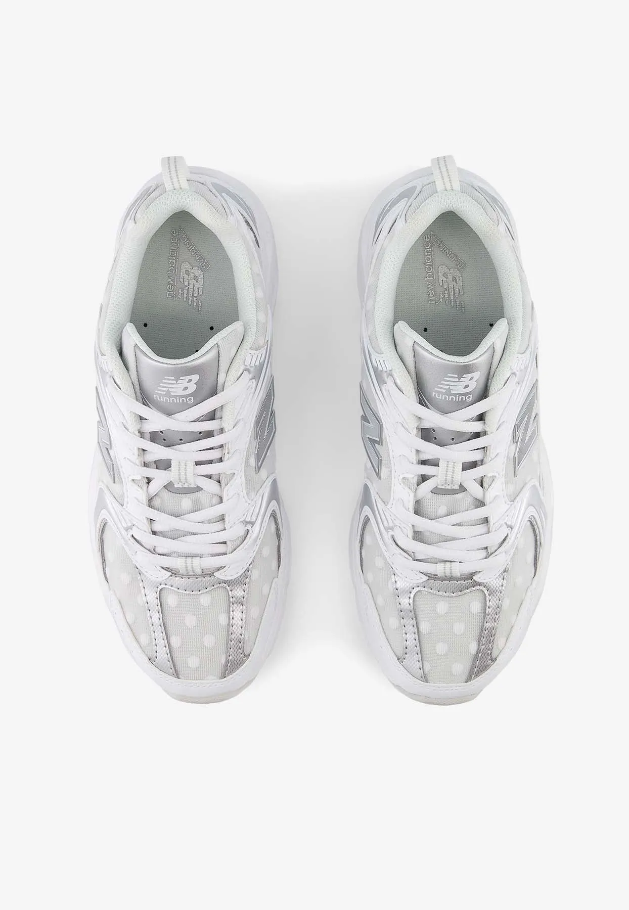 530 Low-Top Sneakers in White with Silver Metallic