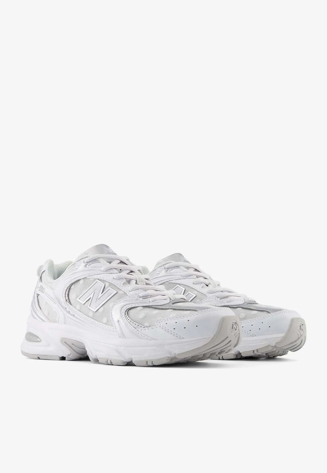 530 Low-Top Sneakers in White with Silver Metallic