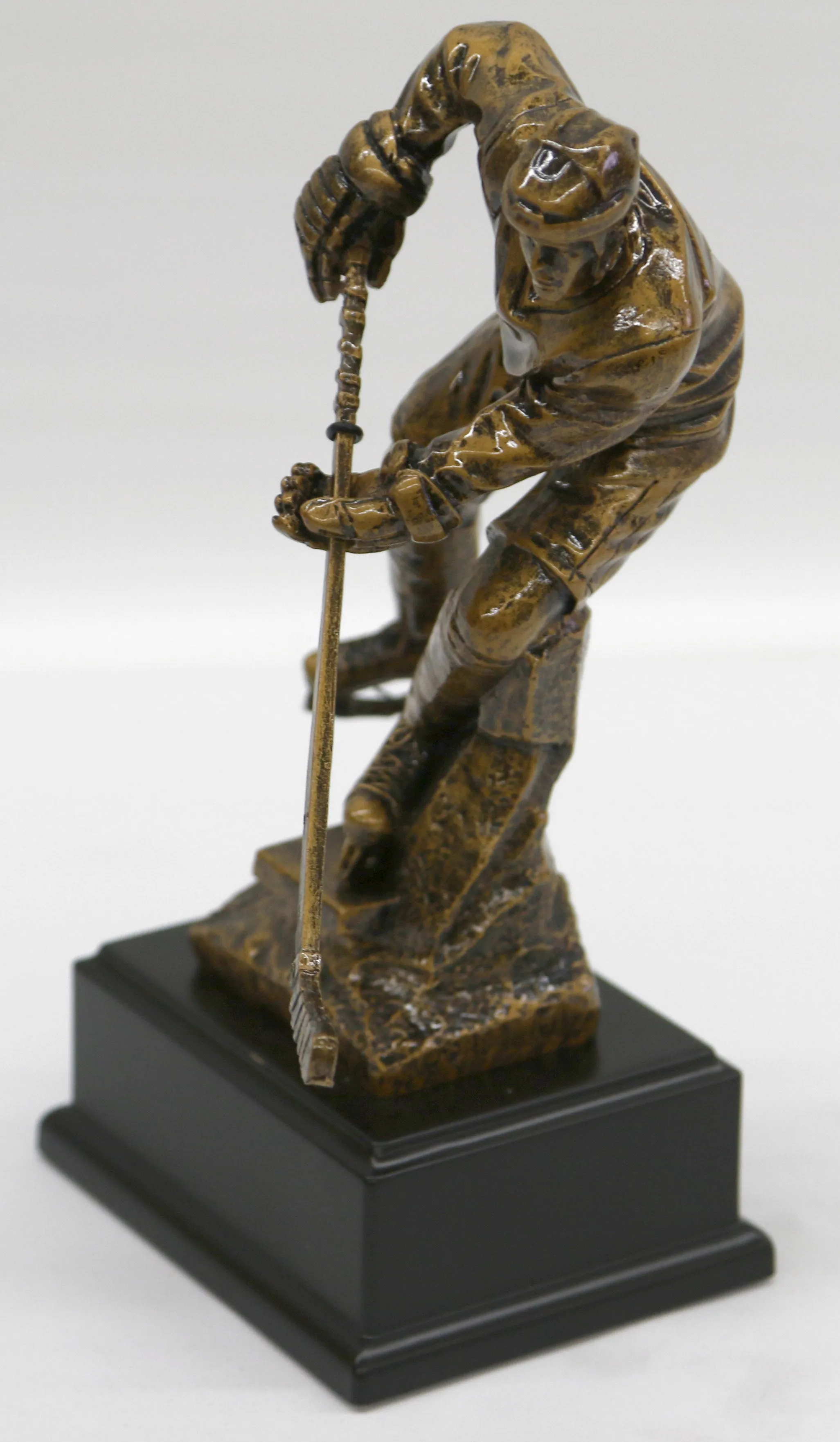 Abstract Mid Century Modern Art Hockey Player Bronzed Sculpture Figure Figurine