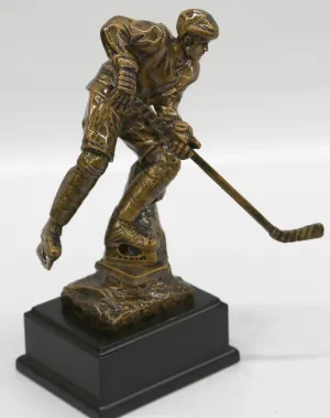 Abstract Mid Century Modern Art Hockey Player Bronzed Sculpture Figure Figurine