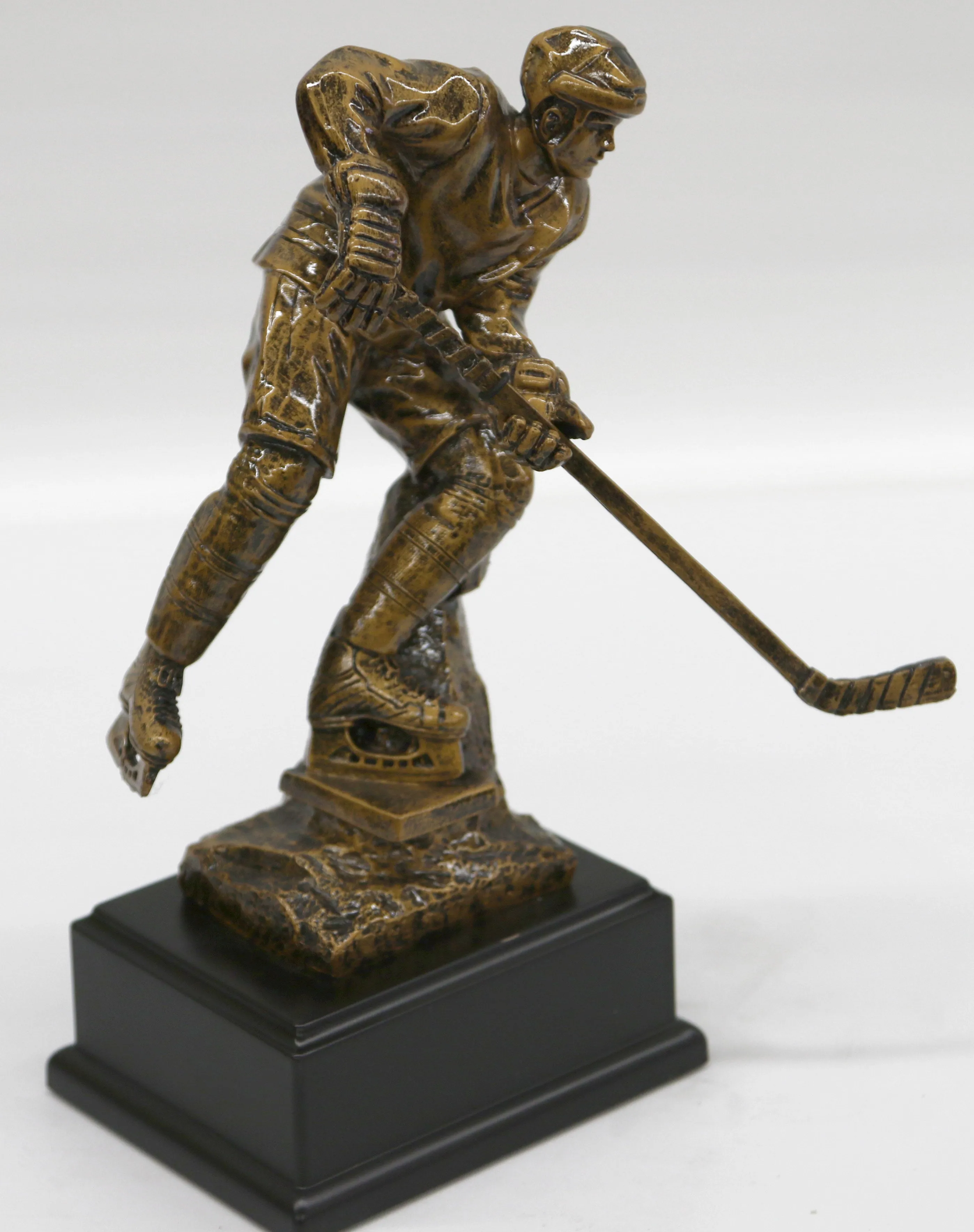 Abstract Mid Century Modern Art Hockey Player Bronzed Sculpture Figure Figurine