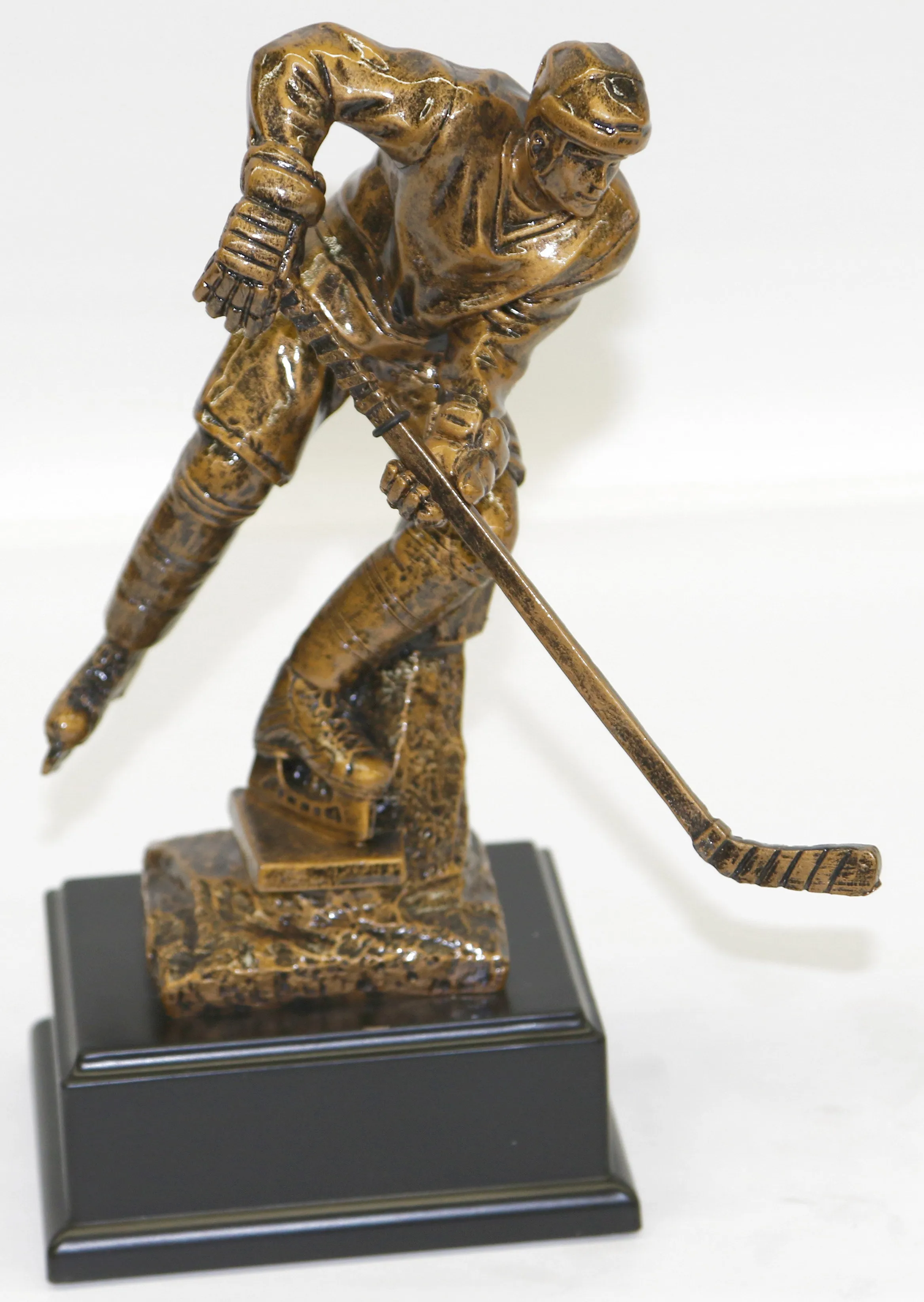 Abstract Mid Century Modern Art Hockey Player Bronzed Sculpture Figure Figurine