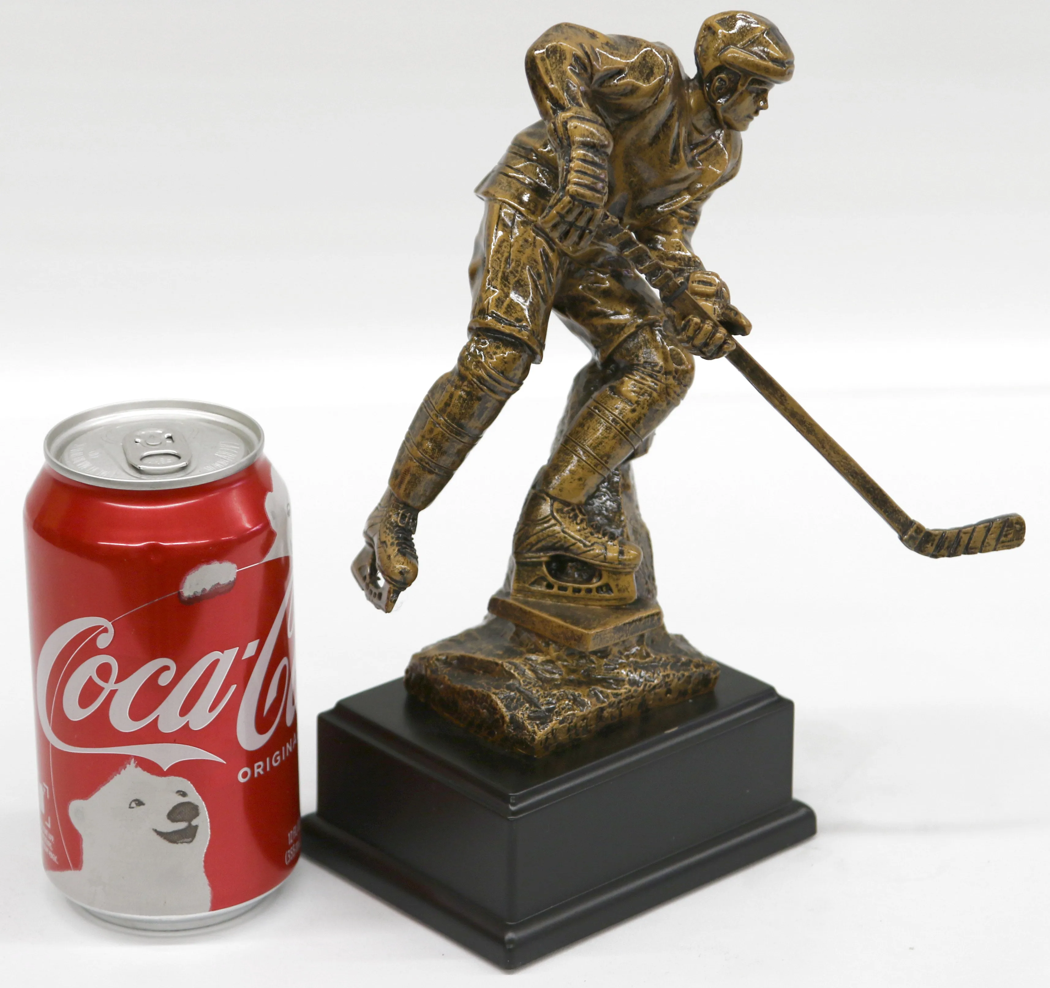 Abstract Mid Century Modern Art Hockey Player Bronzed Sculpture Figure Figurine