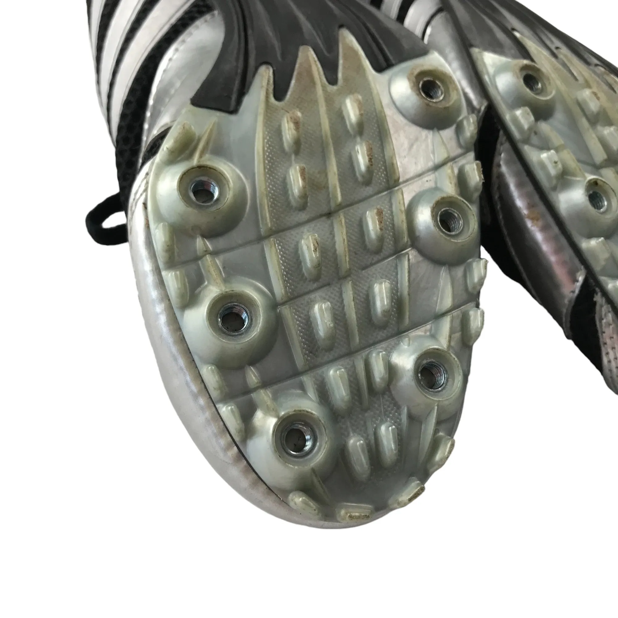 Adidas Track Running Sports Shoes Shoe Size 5.5 Black Silver and White Details Needs replacement Spikes