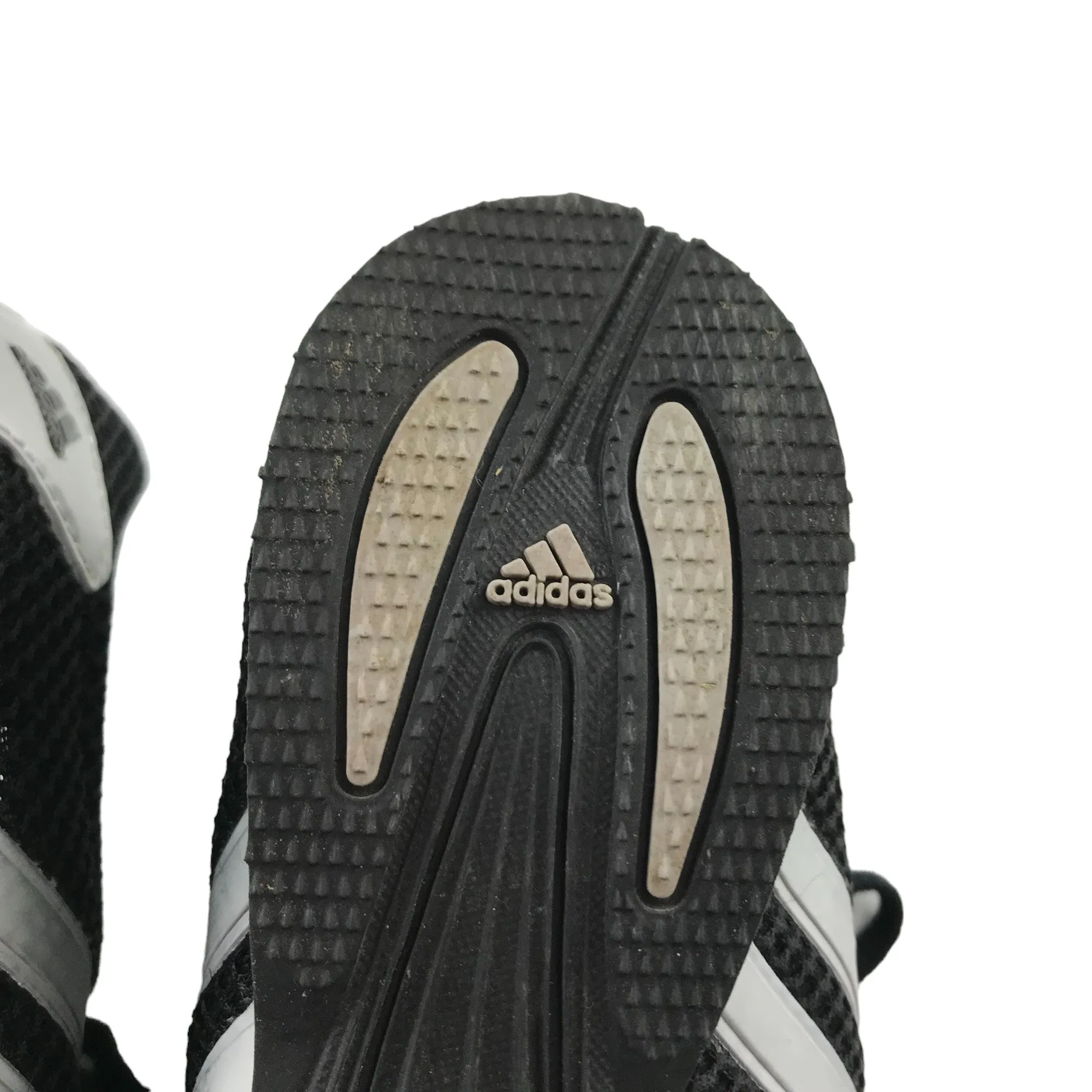 Adidas Track Running Sports Shoes Shoe Size 5.5 Black Silver and White Details Needs replacement Spikes