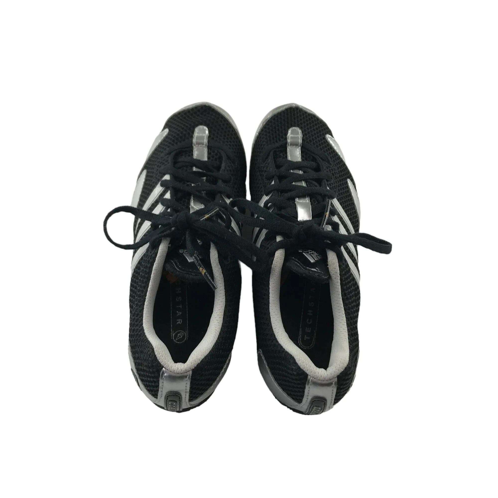 Adidas Track Running Sports Shoes Shoe Size 5.5 Black Silver and White Details Needs replacement Spikes