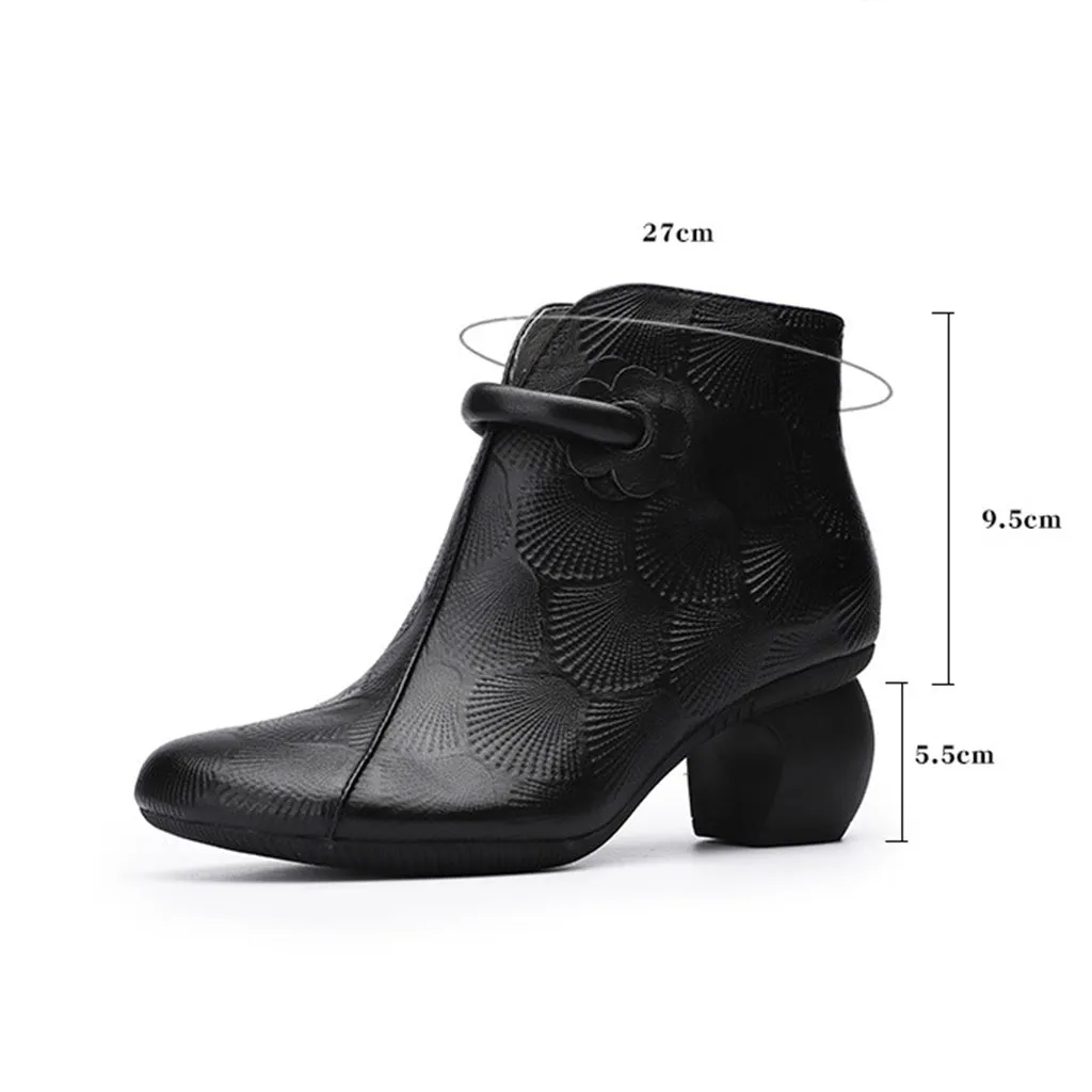 Autumn Winter Leather Comfortable Chunky Boots