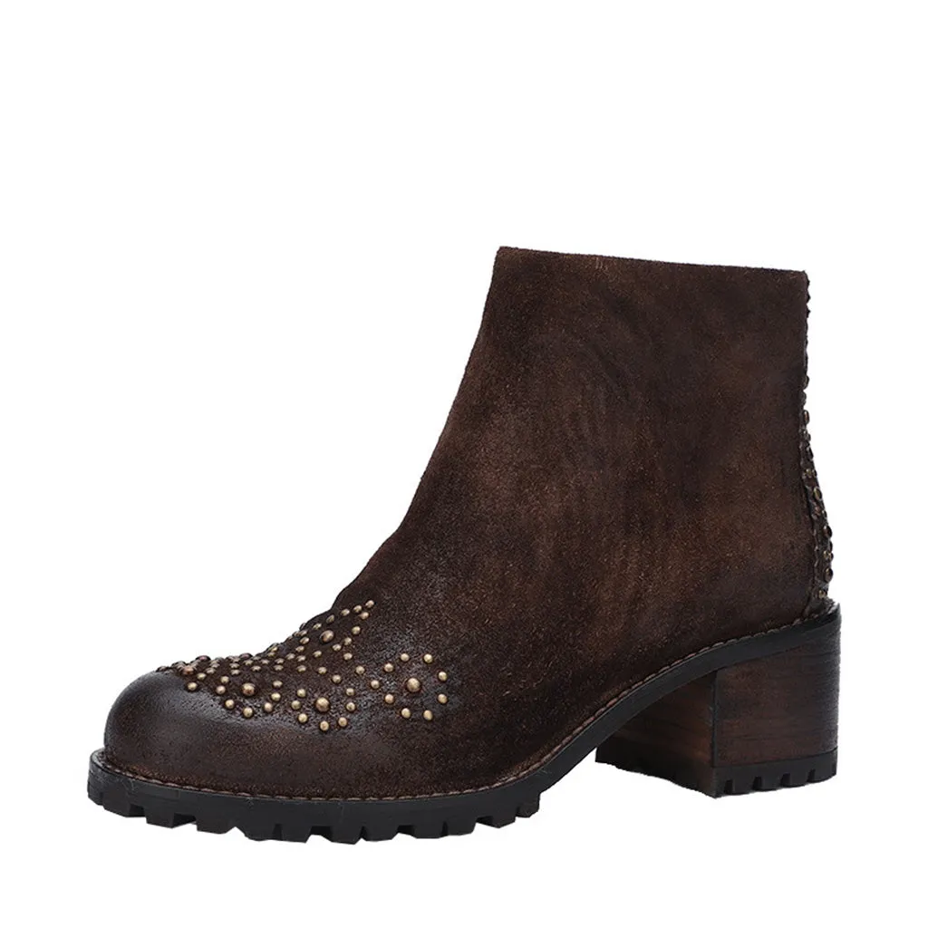 Autumn Winter Leather Retro Women's Ankle Boots | Gift Shoes