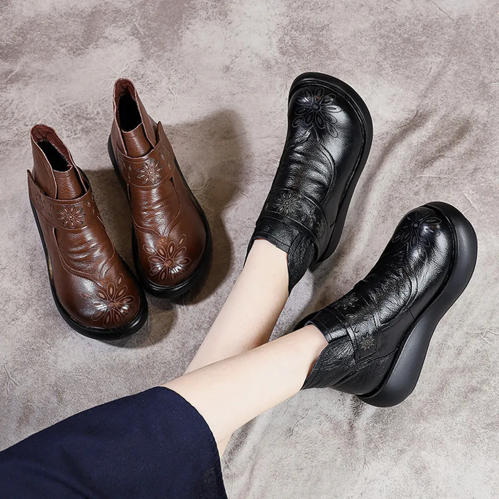Autumn Winter Retro Leather Short Boots | Gift Shoes