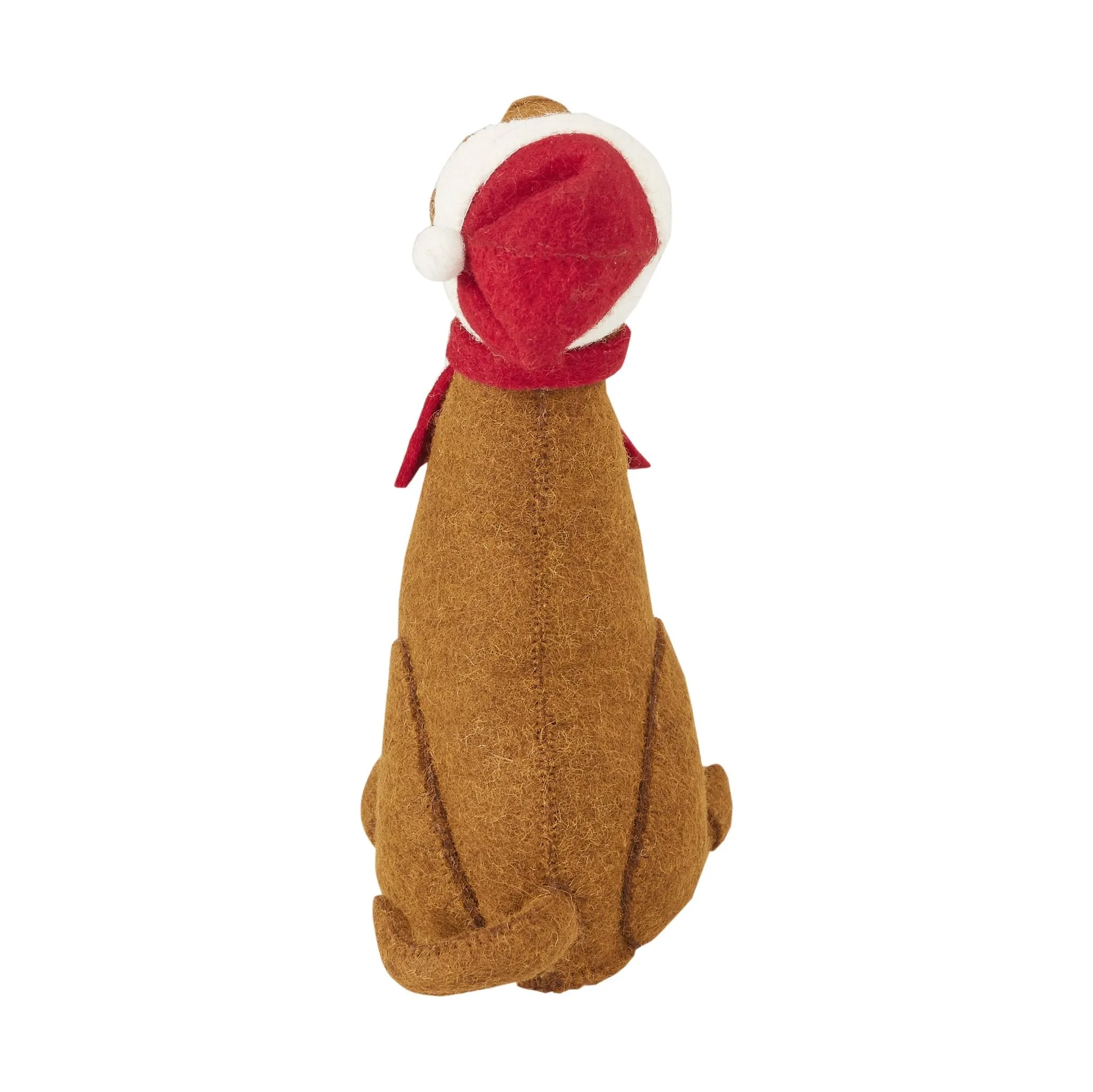 Brown Lab With Santa Hat Christmas Tree Topper in Hand Felted Wool