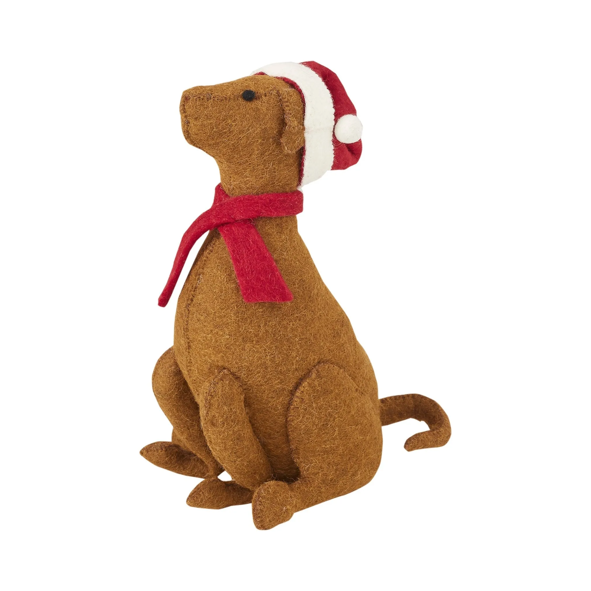 Brown Lab With Santa Hat Christmas Tree Topper in Hand Felted Wool