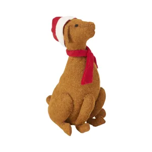 Brown Lab With Santa Hat Christmas Tree Topper in Hand Felted Wool