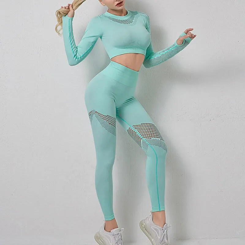 Casual Long Sleeve Cutout High Waist Bodycon Skinny Pant Sets