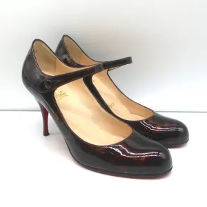 Christian Louboutin Eventa Mary Jane Pumps Tortoise Print Patent Leather Size 37