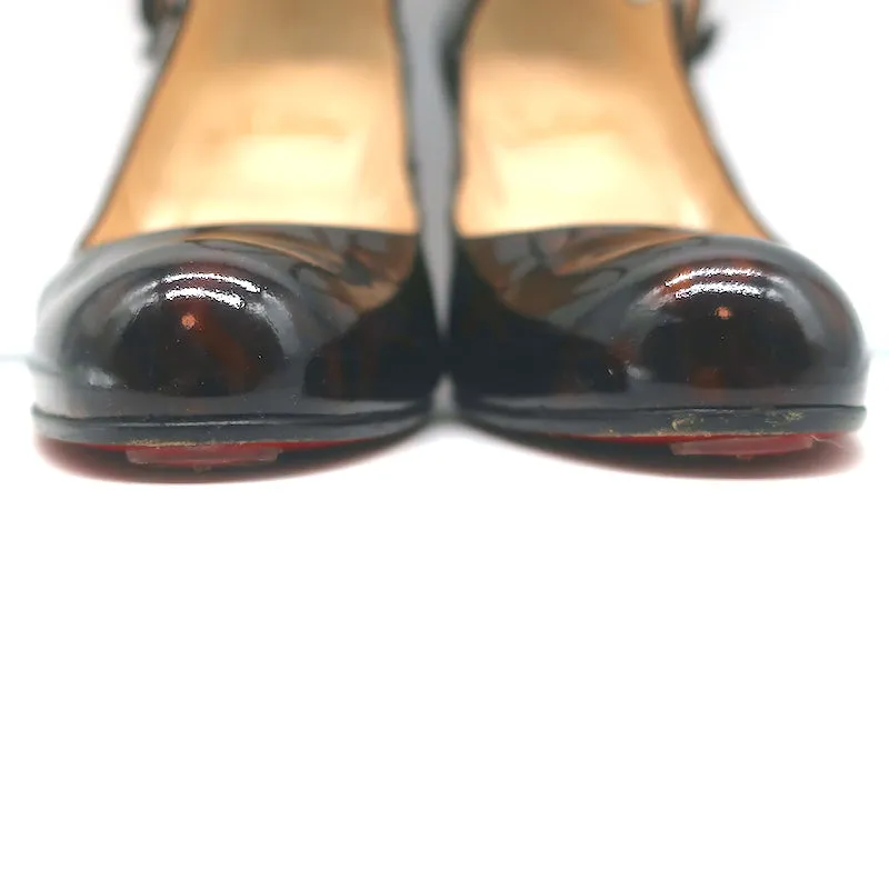 Christian Louboutin Eventa Mary Jane Pumps Tortoise Print Patent Leather Size 37