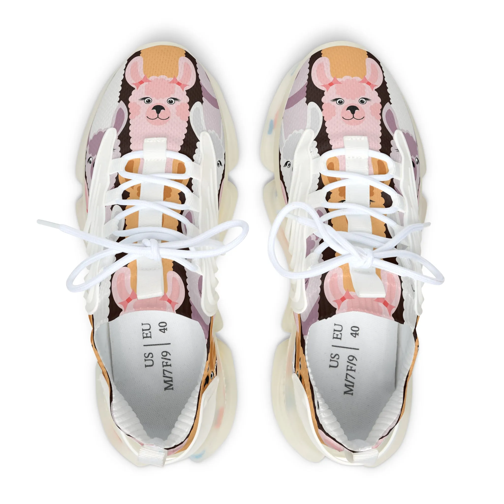 Colorful Llamas Women's Mesh Sneakers