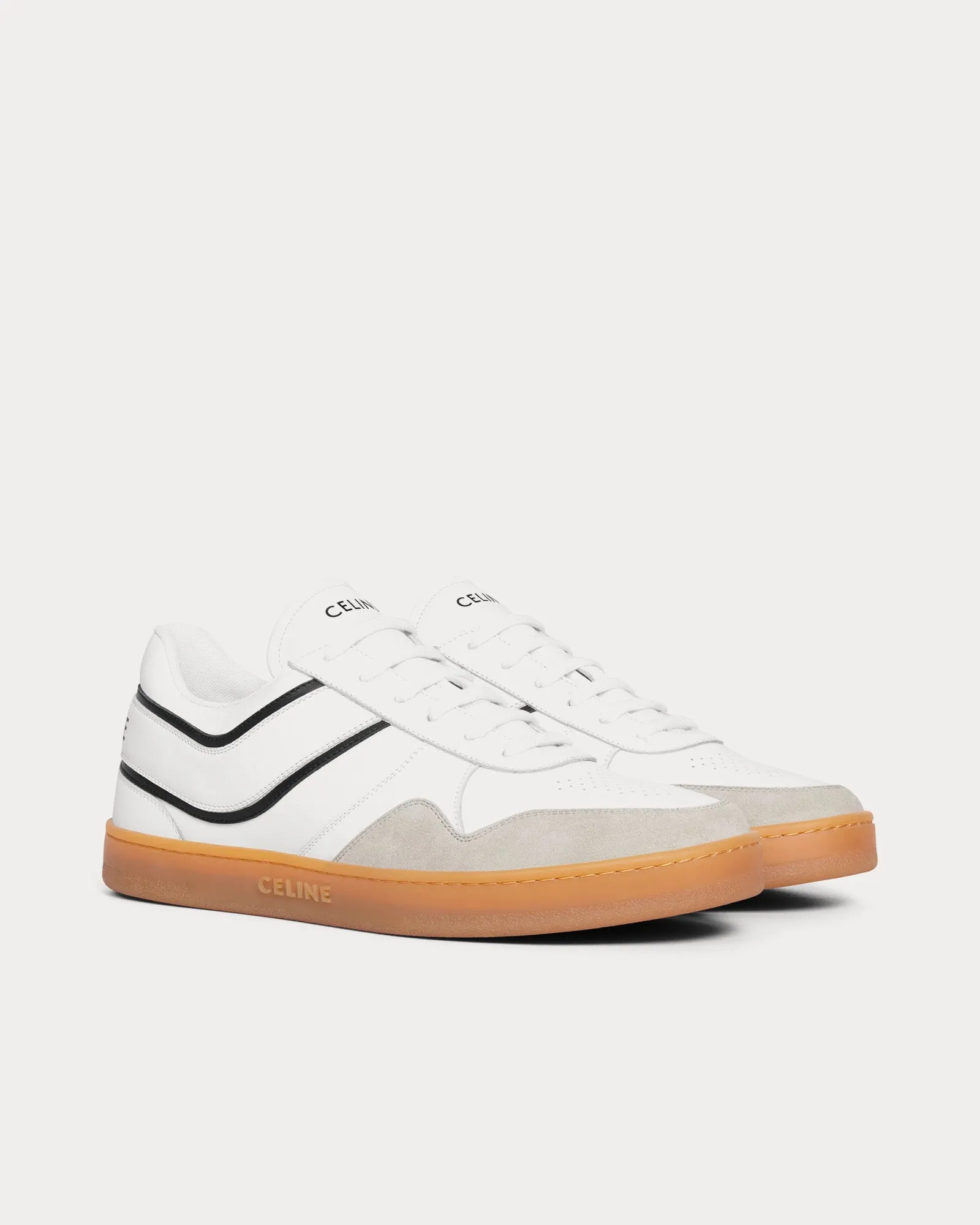 CT-10 Lace-Up Suede & Calfskin Optic White / Grey / Black / Beige Low Top Sneakers