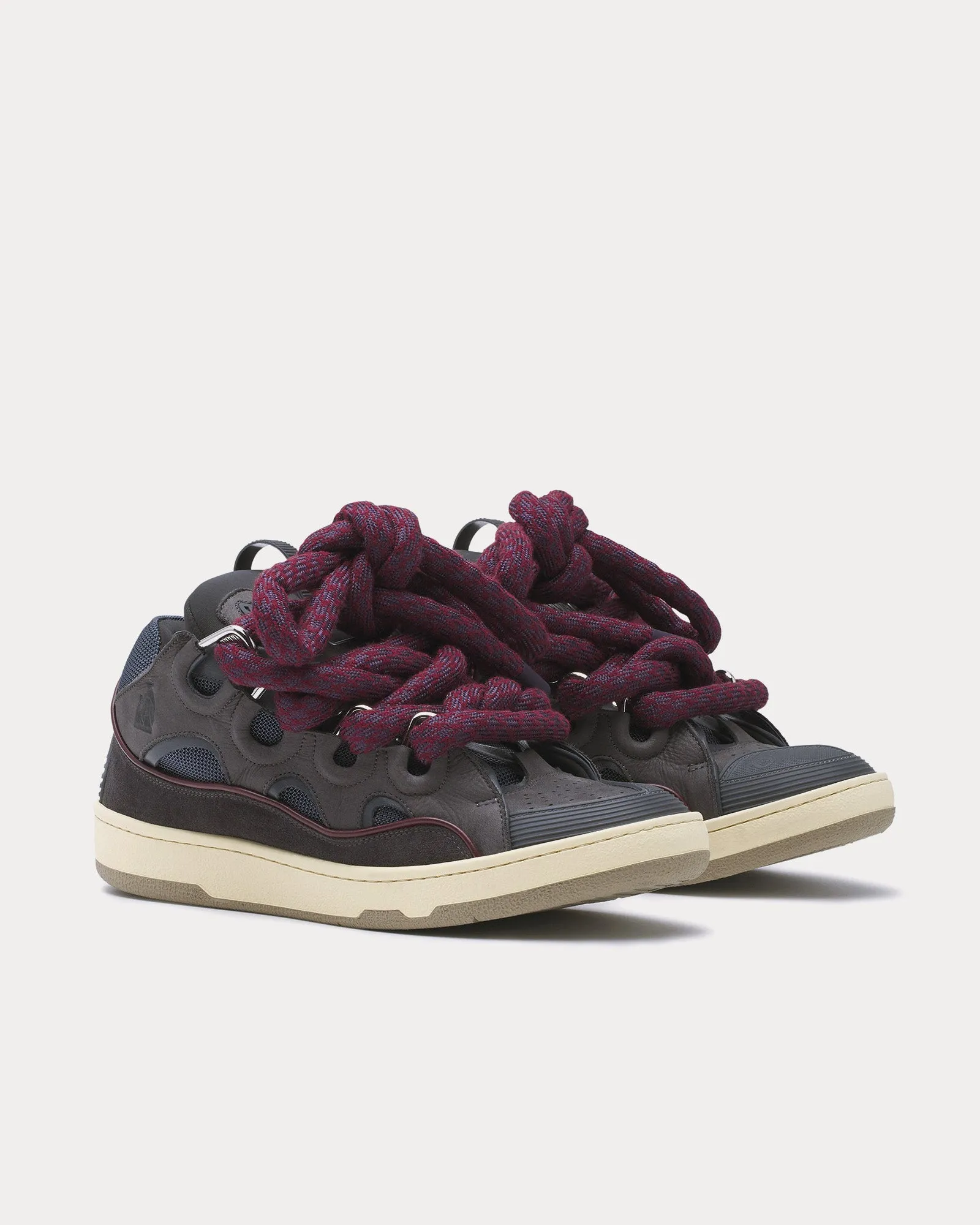 Curb Leather with Snake Laces Shark Grey Low Top Sneakers
