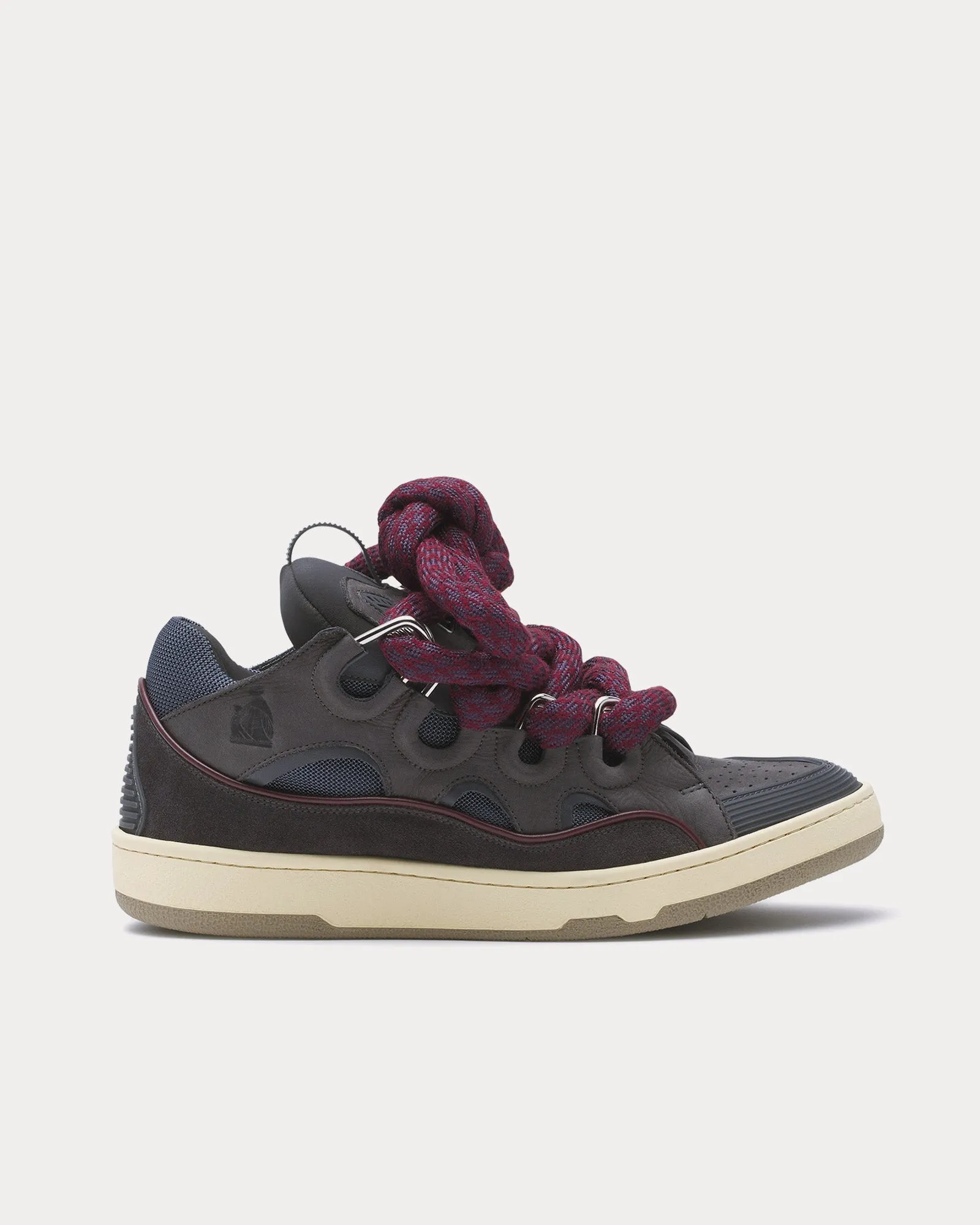 Curb Leather with Snake Laces Shark Grey Low Top Sneakers