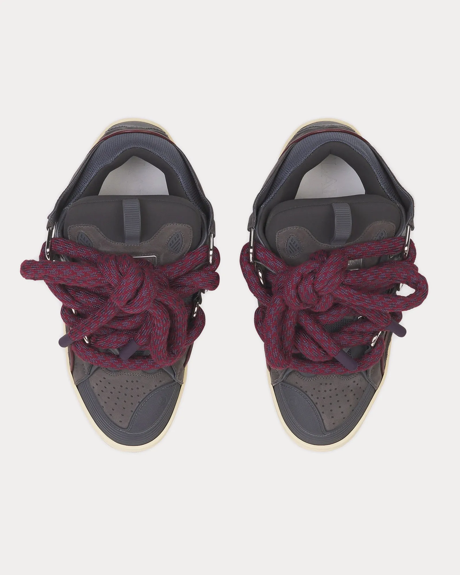 Curb Leather with Snake Laces Shark Grey Low Top Sneakers