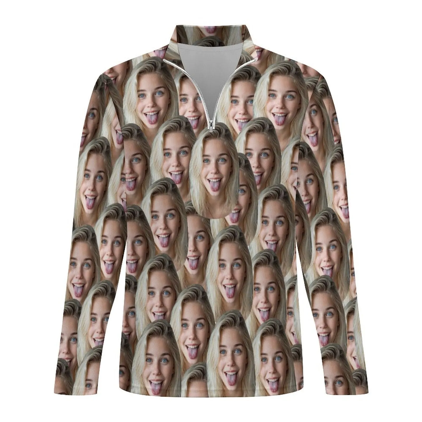 Custom Seamless Face Long Sleeve Men's Sweater Polos