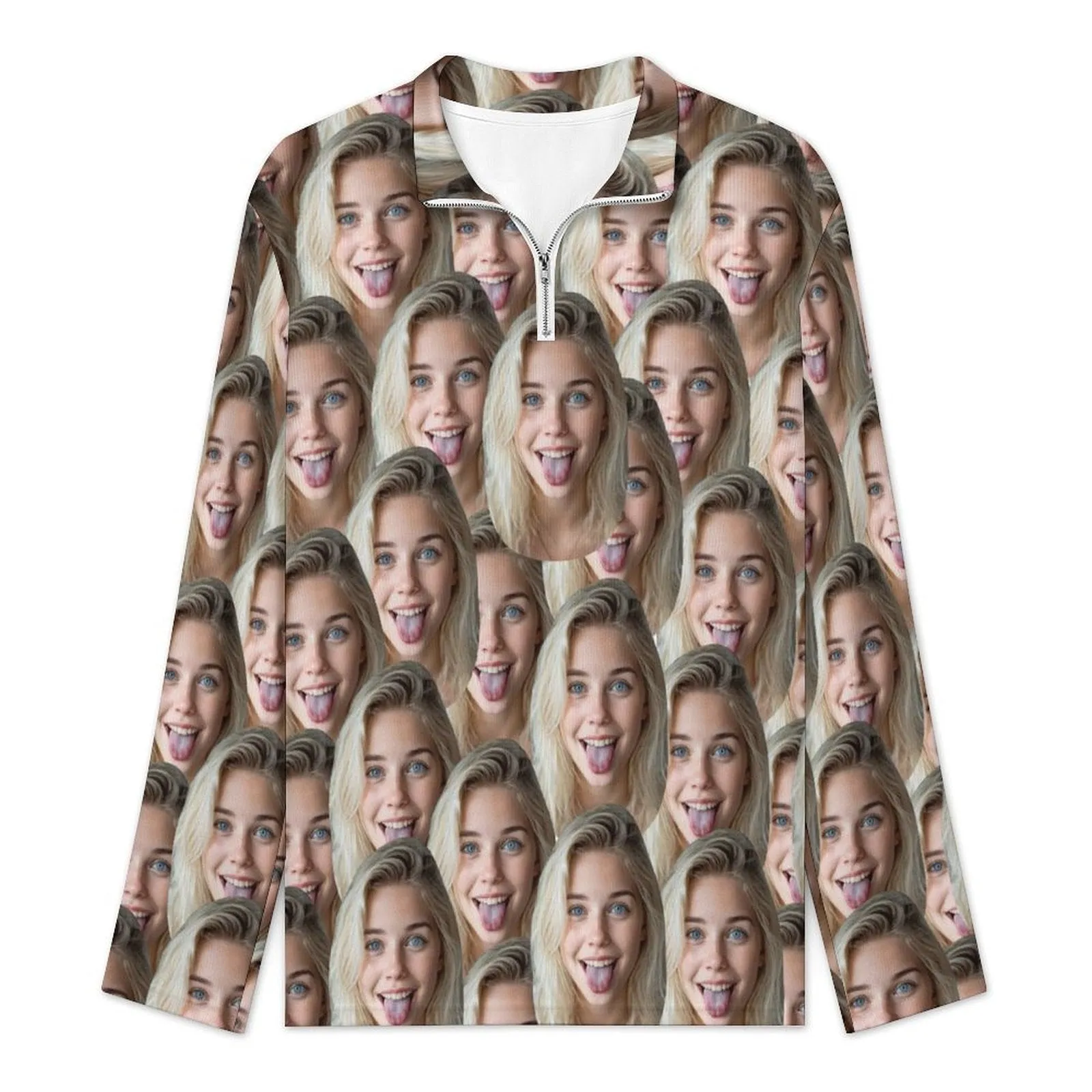 Custom Seamless Face Long Sleeve Men's Sweater Polos