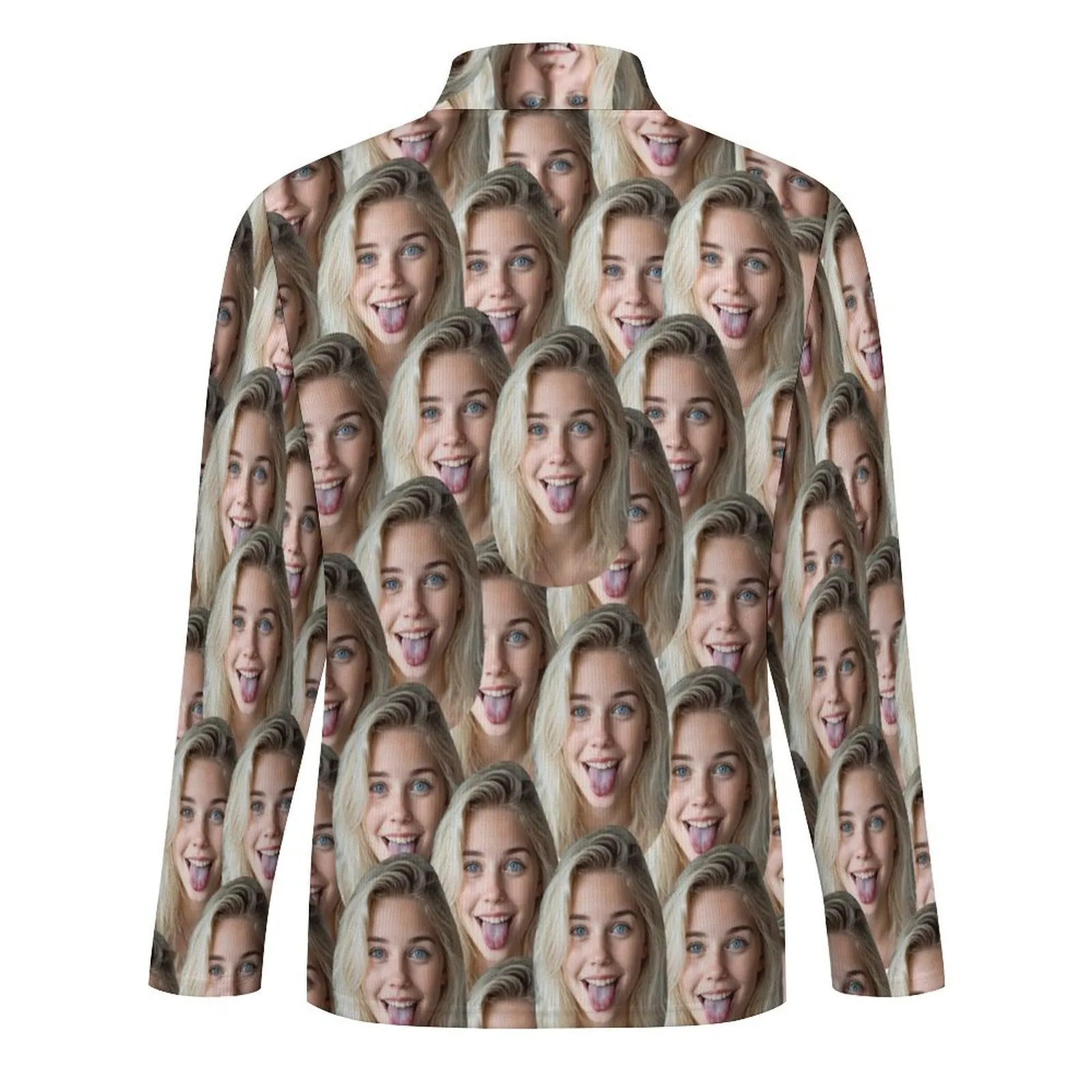 Custom Seamless Face Long Sleeve Men's Sweater Polos