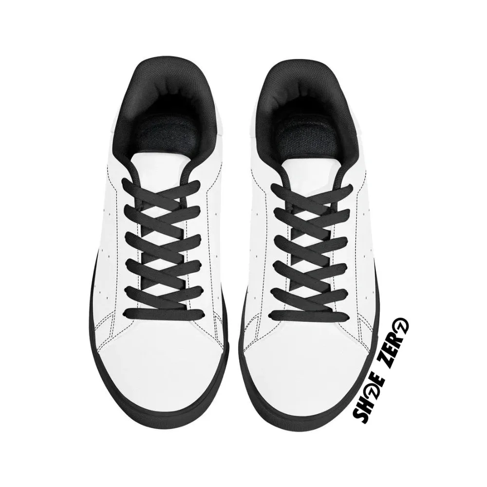 Customizable Breathable Vegan Leather Sneakers (Black) Low Top