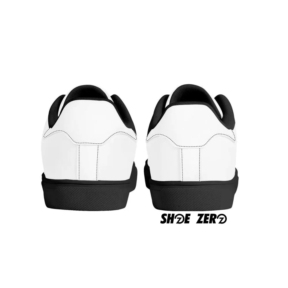 Customizable Breathable Vegan Leather Sneakers (Black) Low Top