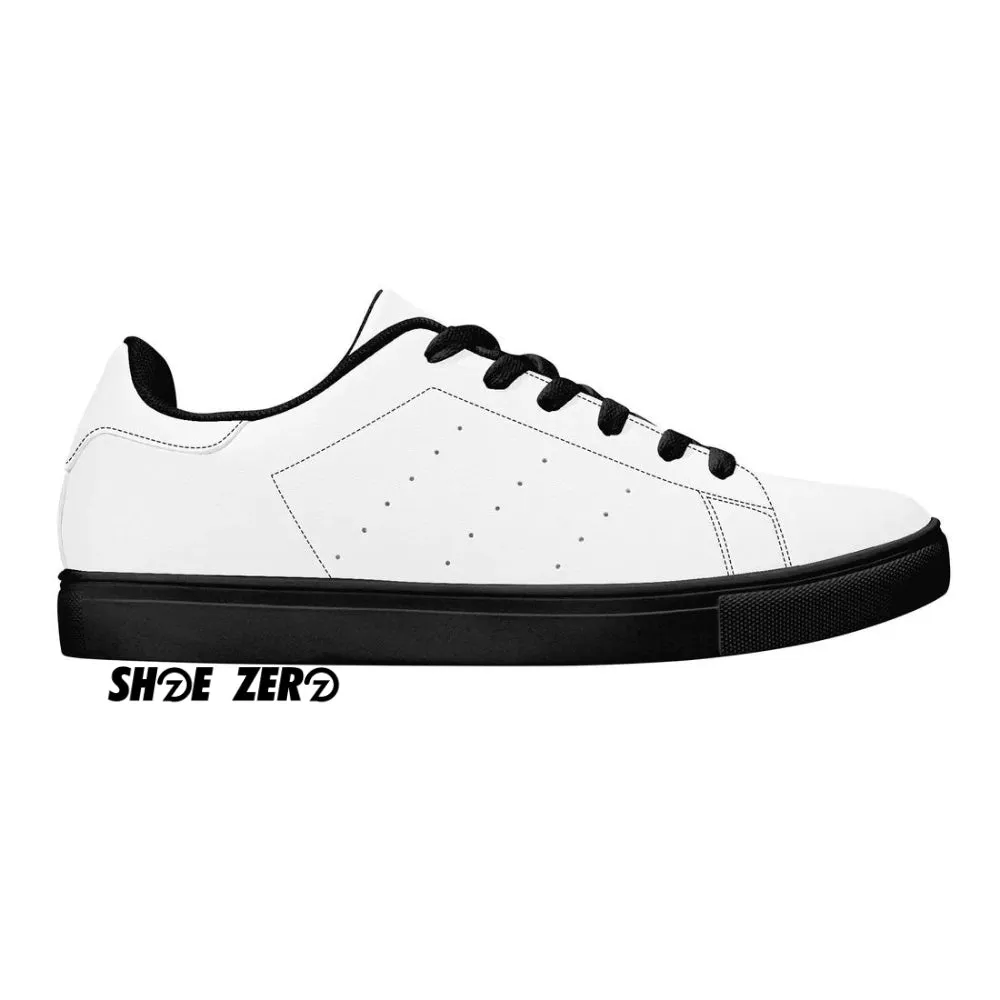 Customizable Breathable Vegan Leather Sneakers (Black) Low Top