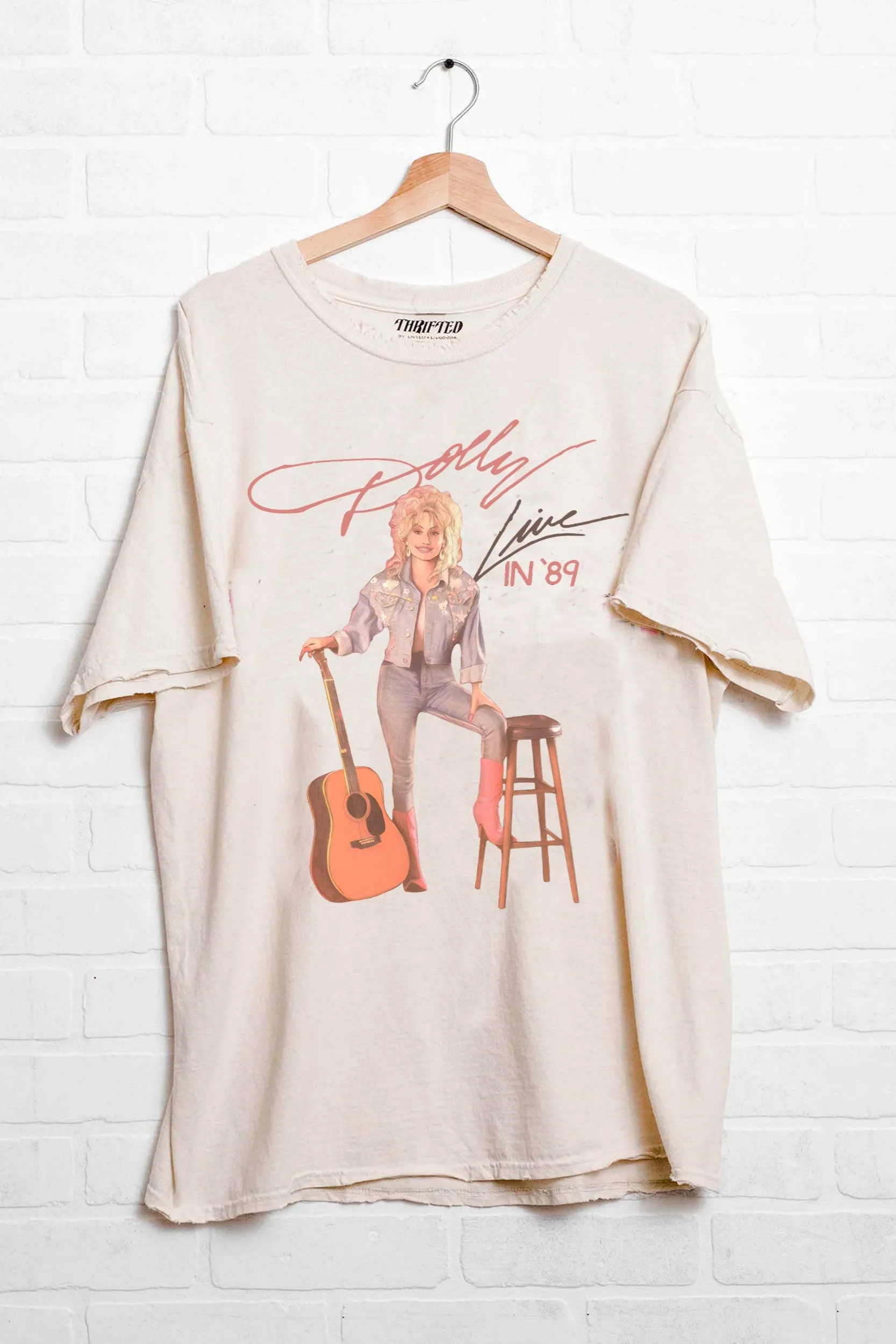 Dolly Parton Live in '89 Off White Thrifted Graphic Tee