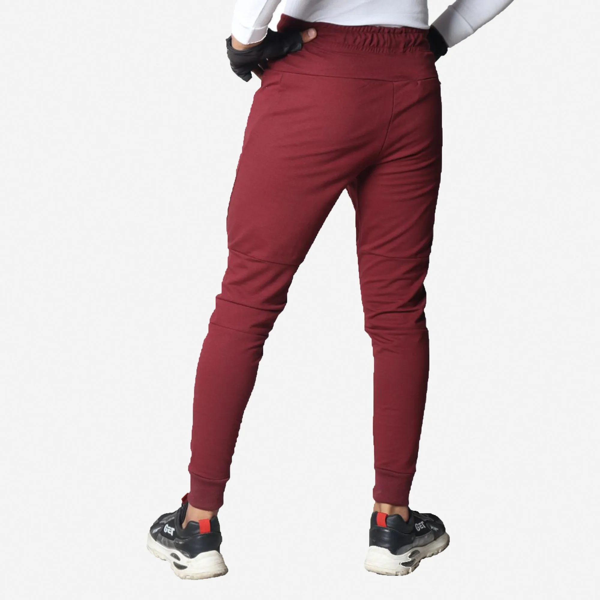 French Terry Trousers For Sports Casual Fitness Jogging - Maroon