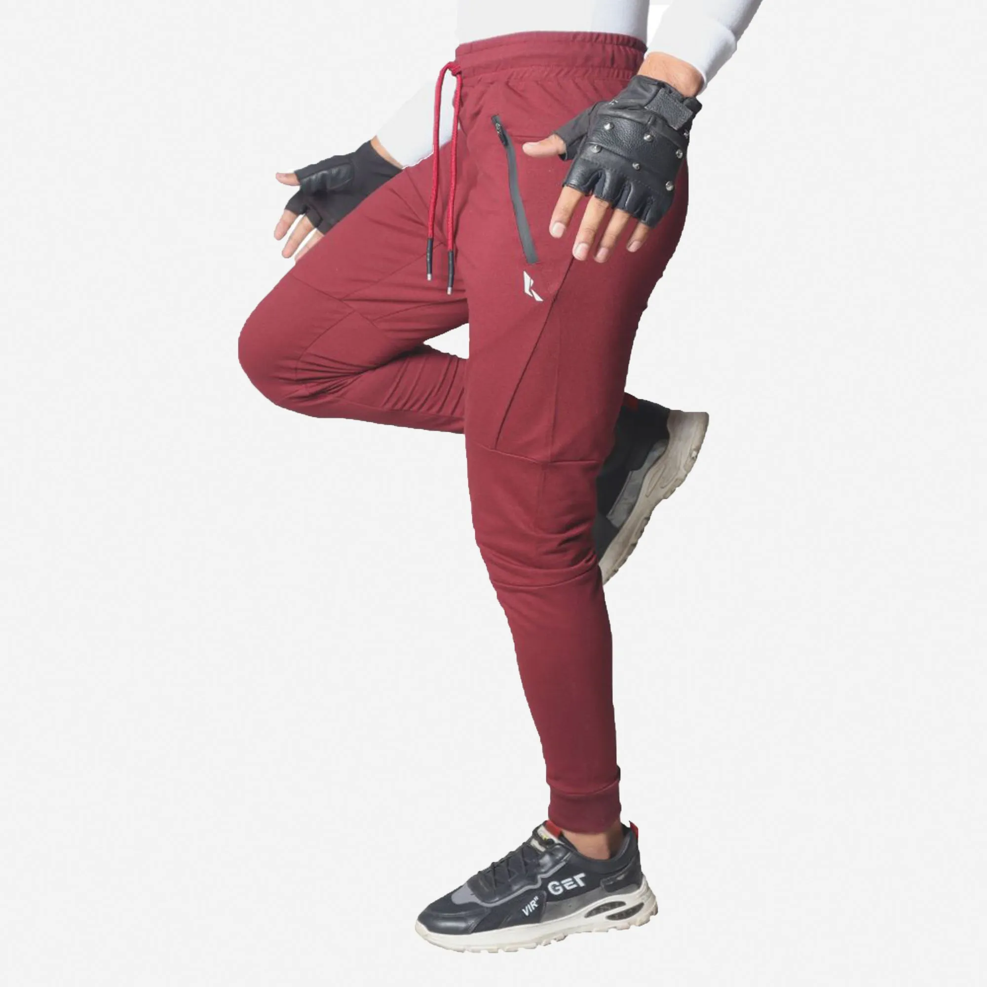 French Terry Trousers For Sports Casual Fitness Jogging - Maroon