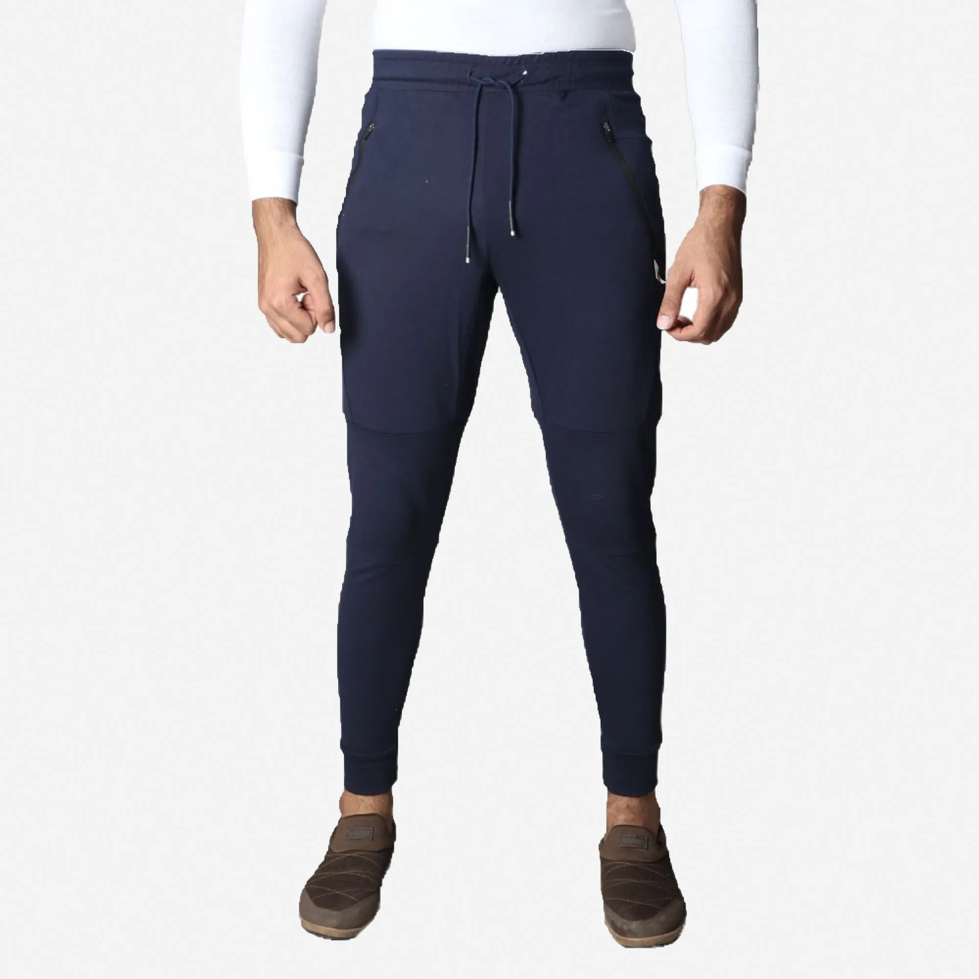French Terry Trousers For Sports Casual Fitness Jogging - Navy Blue