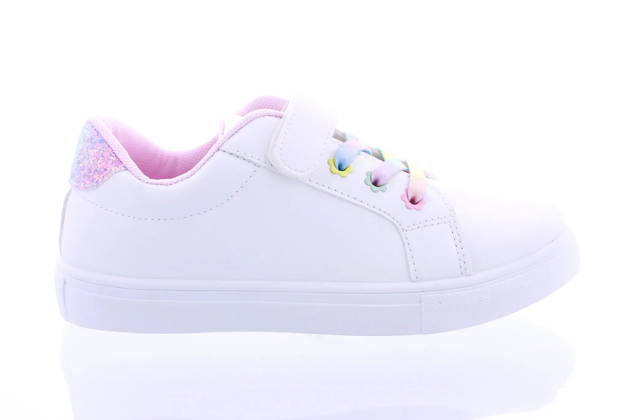 Girls Faux Leather Velcro Sneaker