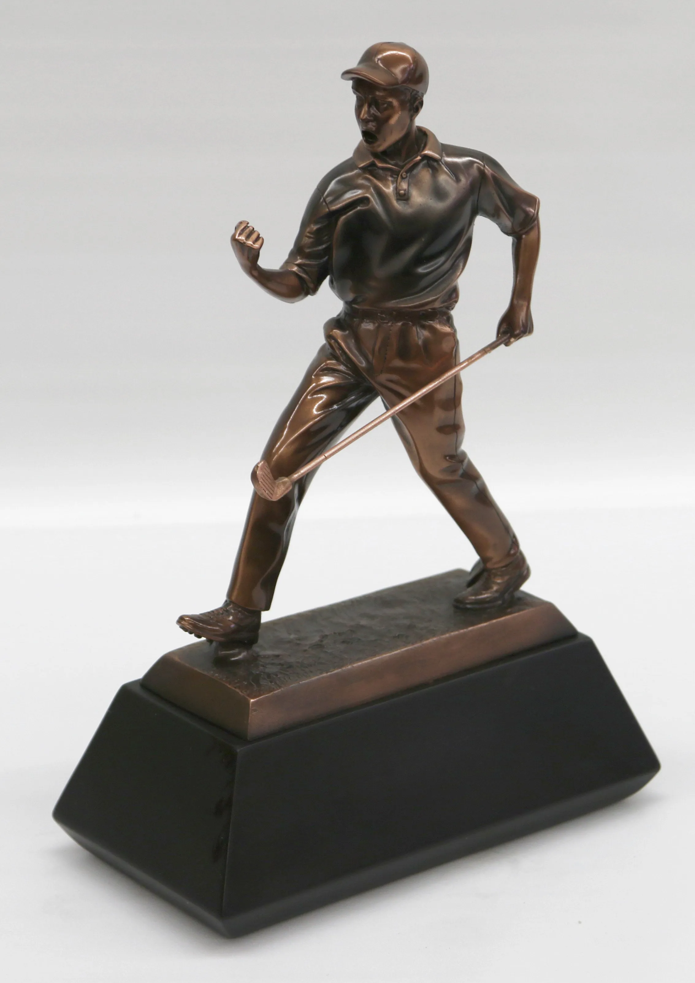 Golfer Statue Trophy / Paperweight - sculpture Electroplated Copper finish Decor
