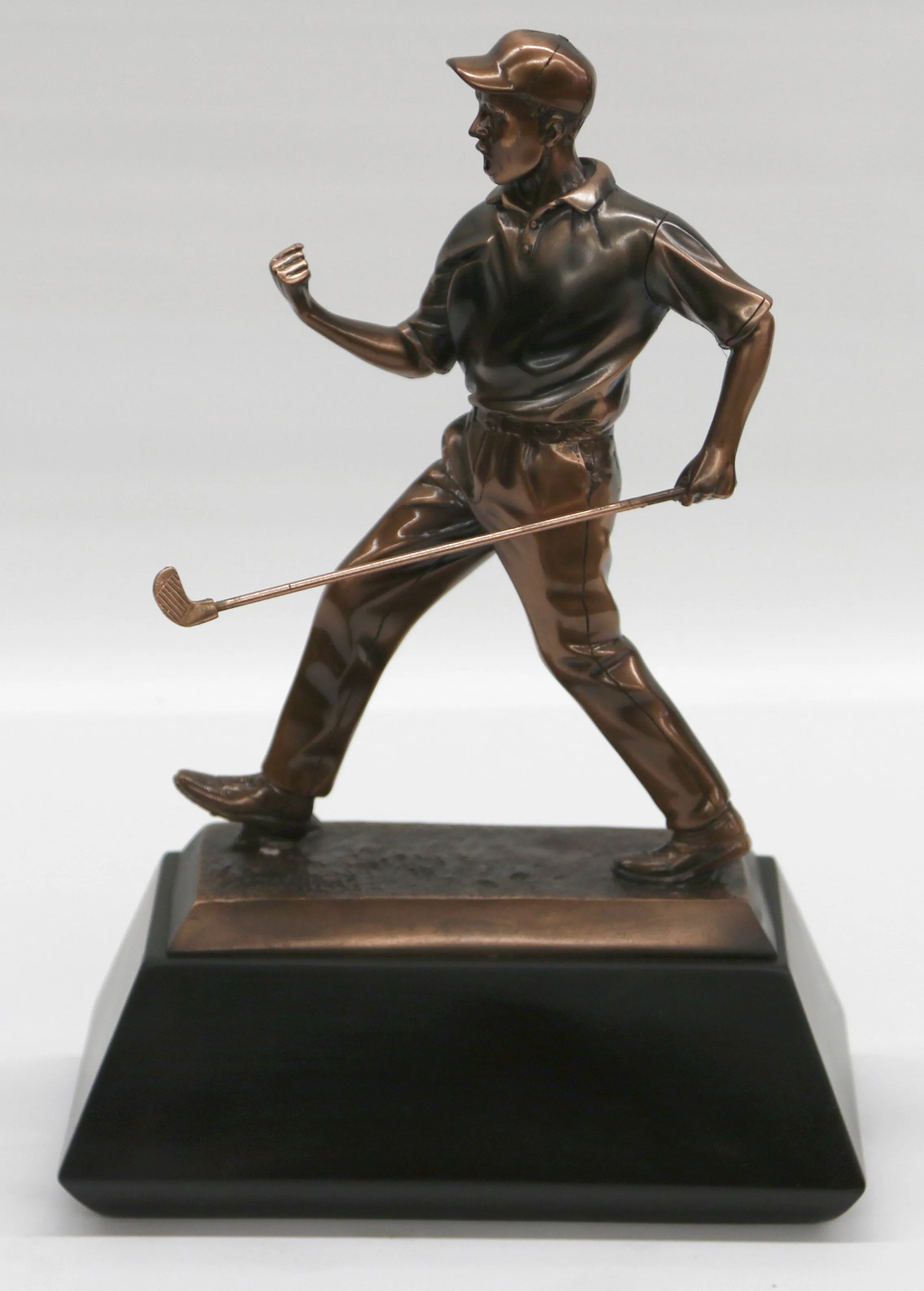 Golfer Statue Trophy / Paperweight - sculpture Electroplated Copper finish Decor