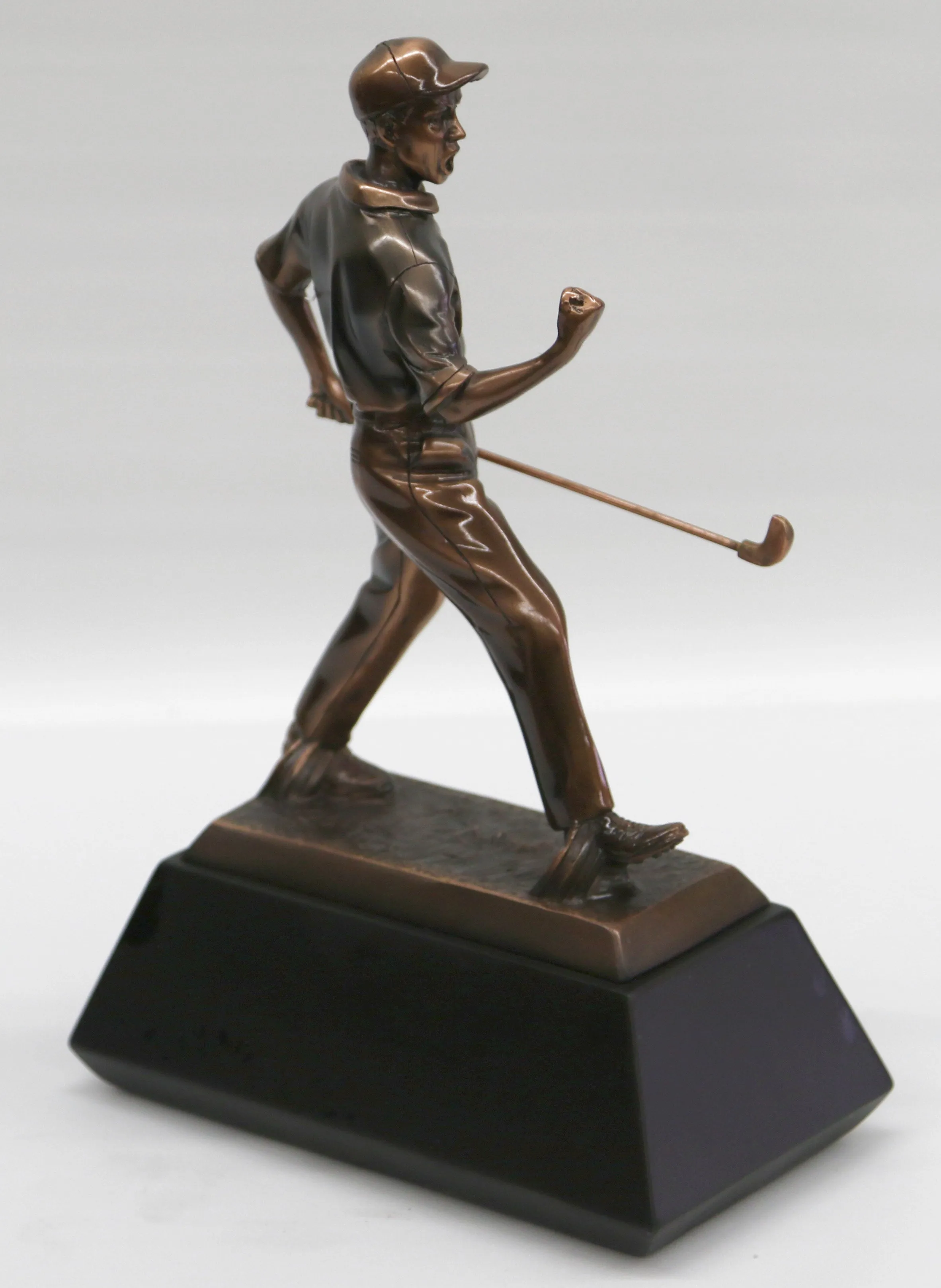 Golfer Statue Trophy / Paperweight - sculpture Electroplated Copper finish Decor