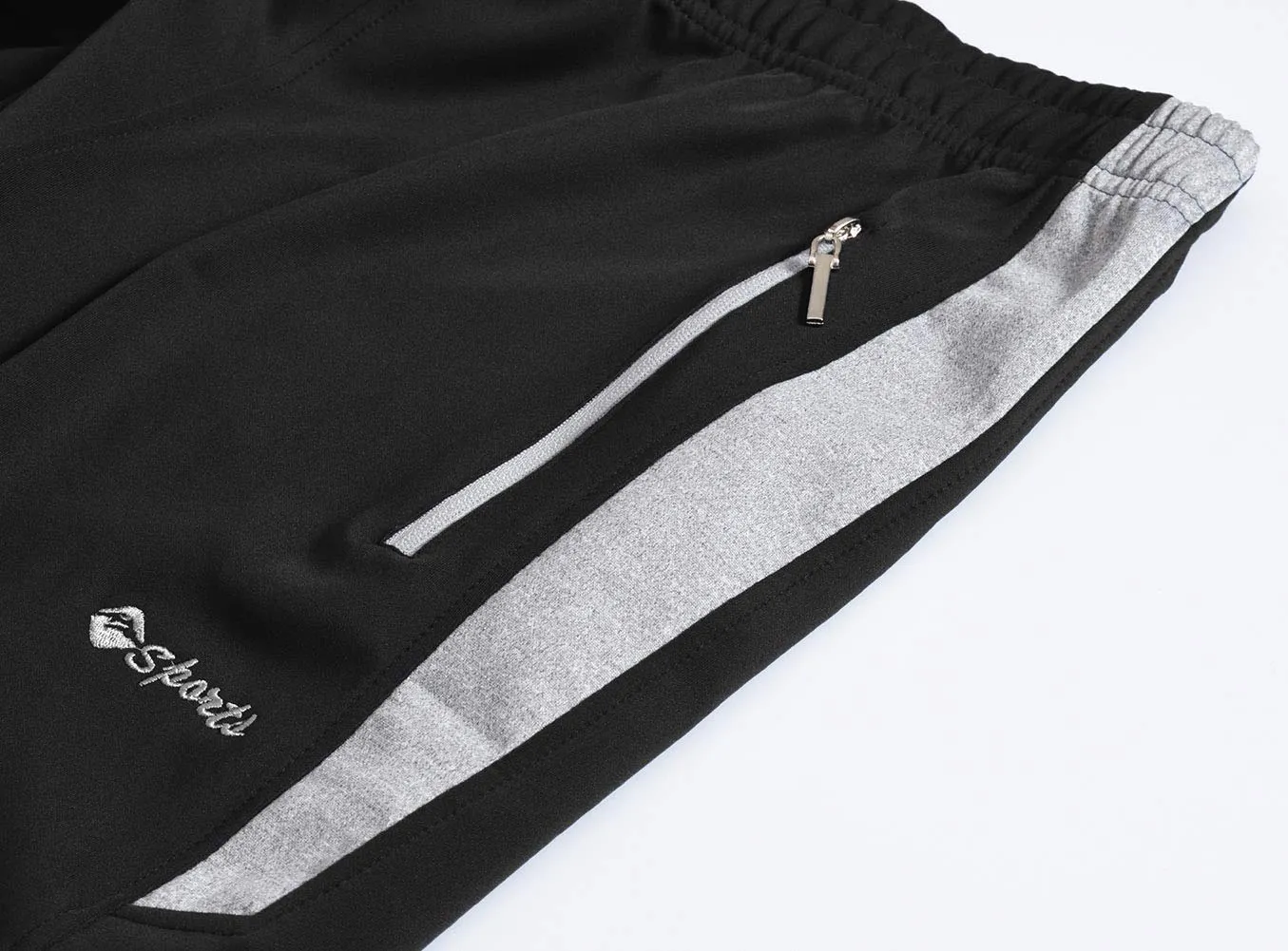 Gopune Men's Athletic Full Zip Fleece Tracksuit Jogging Sweatsuit Activewear (Black Lightgrey,M)