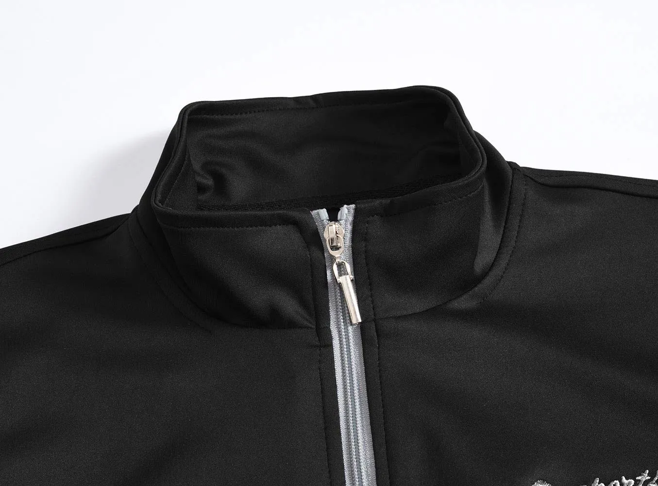 Gopune Men's Athletic Full Zip Fleece Tracksuit Jogging Sweatsuit Activewear (Black Lightgrey,M)