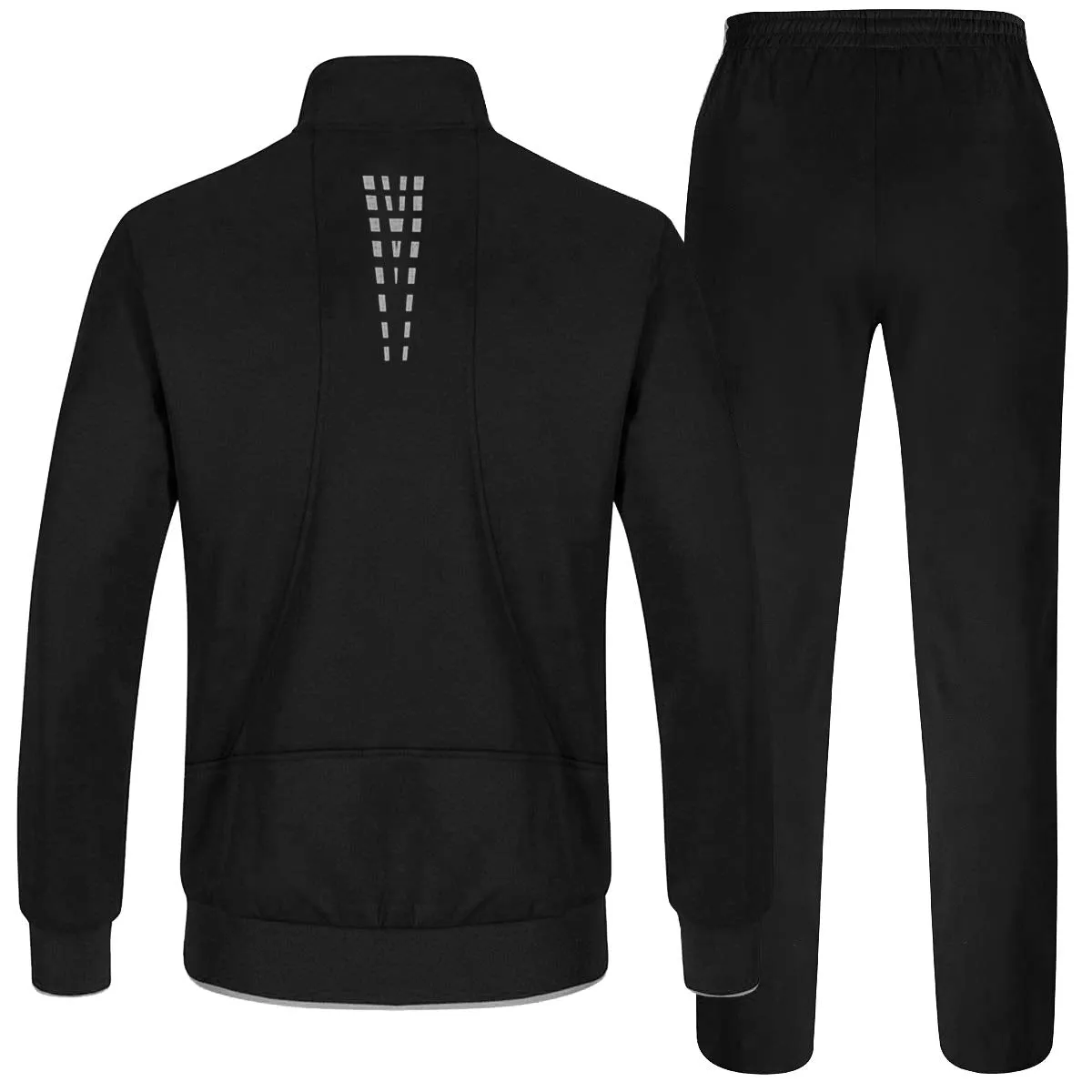 Gopune Men's Athletic Full Zip Fleece Tracksuit Jogging Sweatsuit Activewear (Black Lightgrey,M)