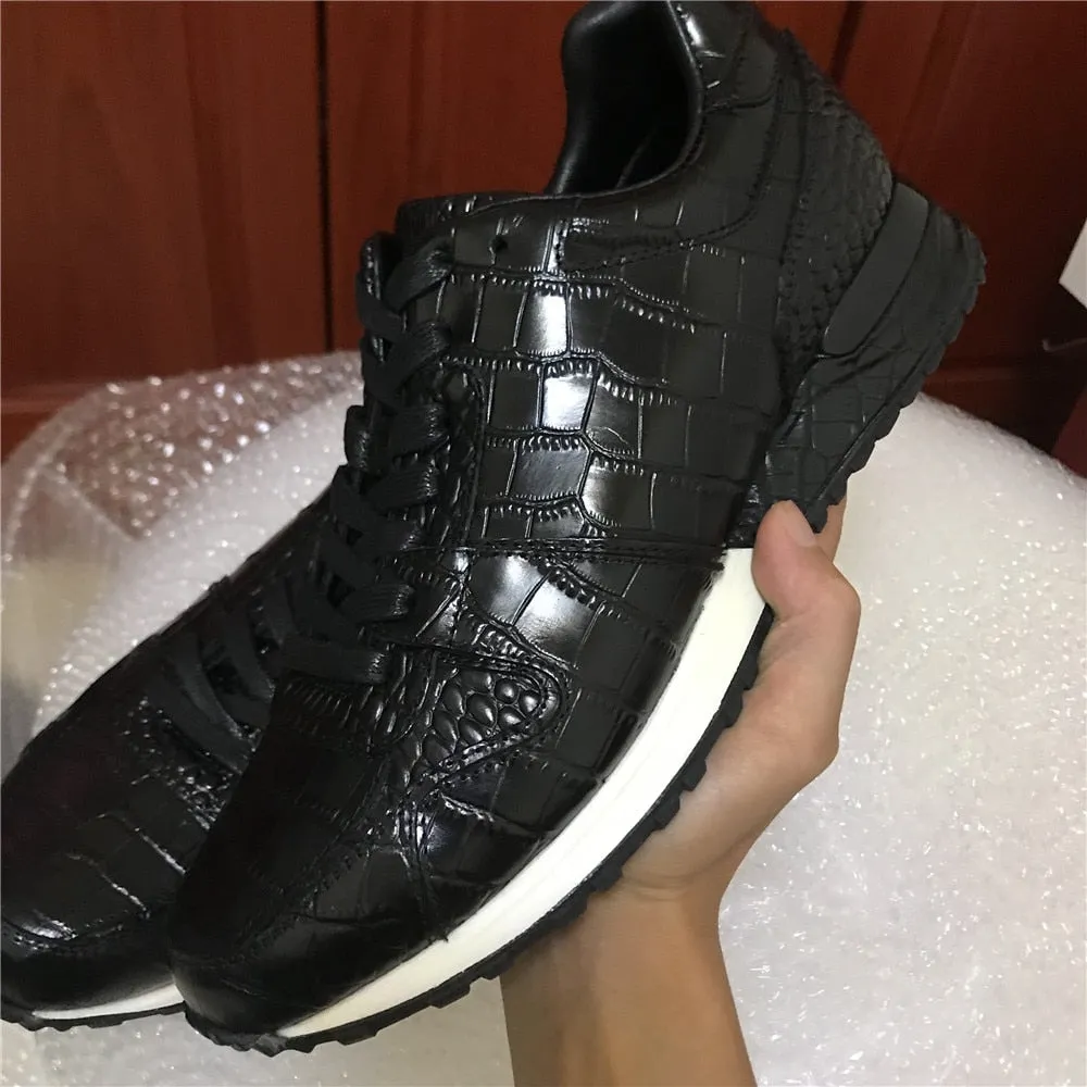 Grain Crocodile Onyx Sneakers