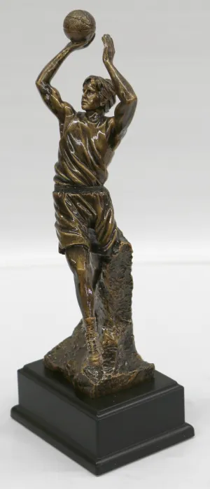 Hand Made Detailed Bronze effect Male Basketball Sculpture With Base Figurine