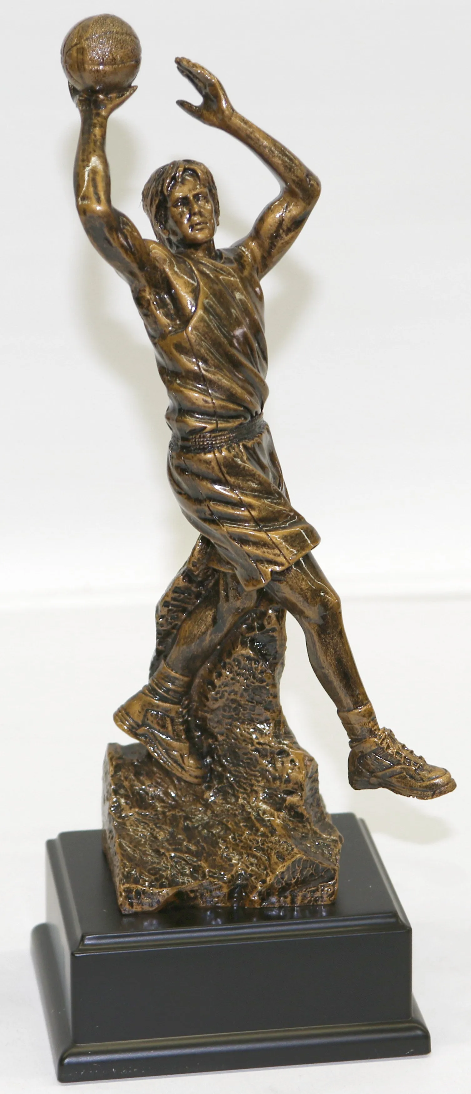 Hand Made Detailed Bronze effect Male Basketball Sculpture With Base Figurine