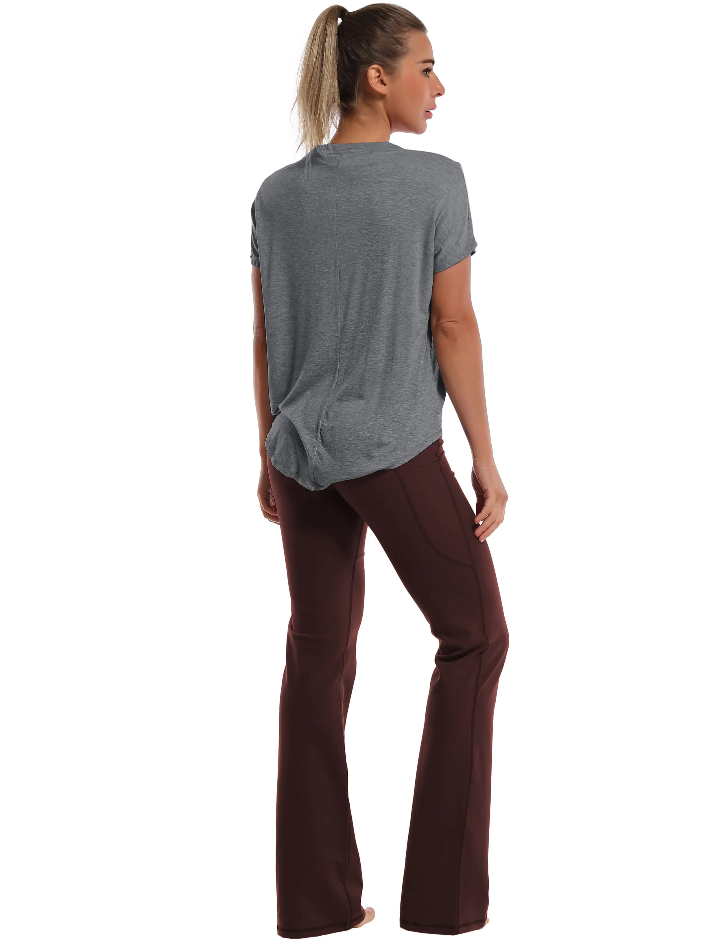 Hip Length Short Sleeve Shirt heathercharcoal_Jogging