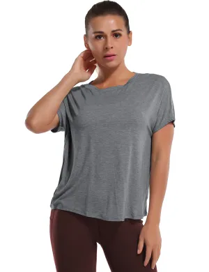 Hip Length Short Sleeve Shirt heathercharcoal_Jogging