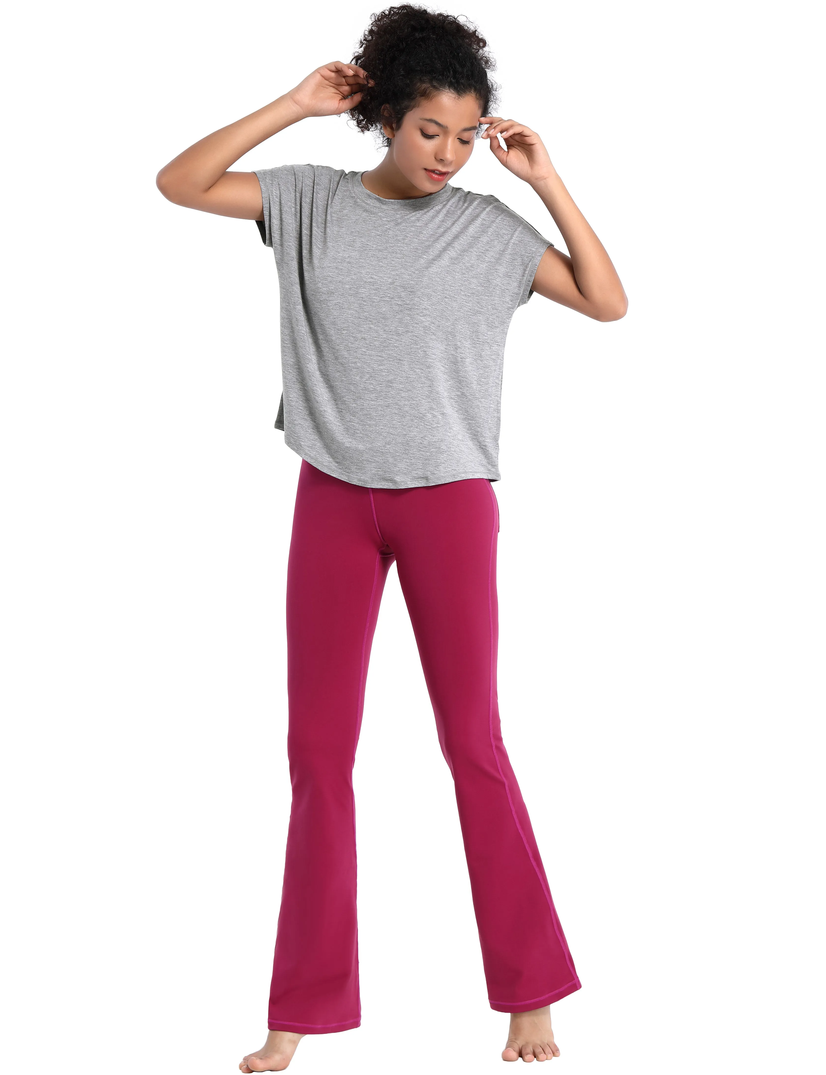 Hip Length Short Sleeve Shirt heathergray_Jogging
