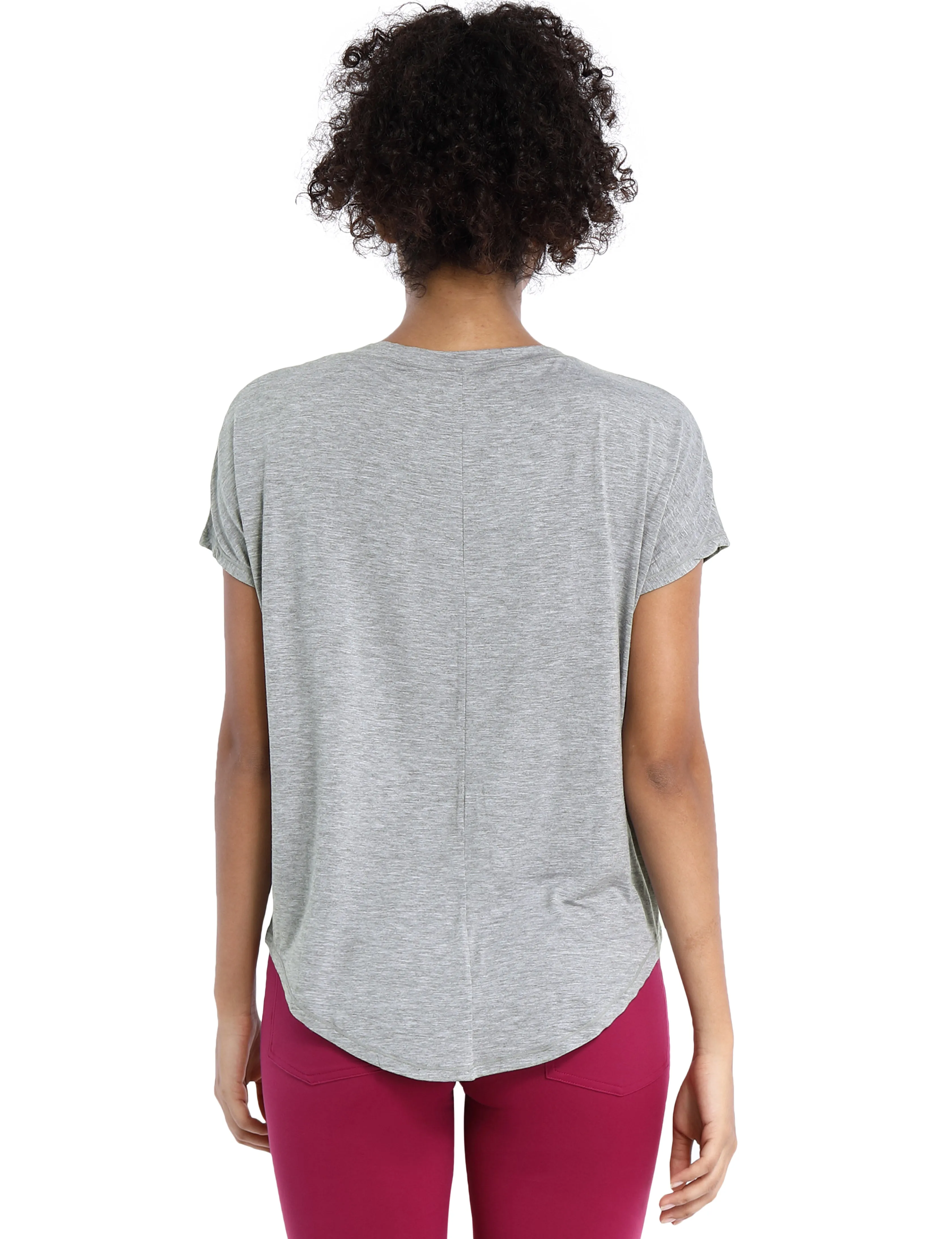 Hip Length Short Sleeve Shirt heathergray_Jogging