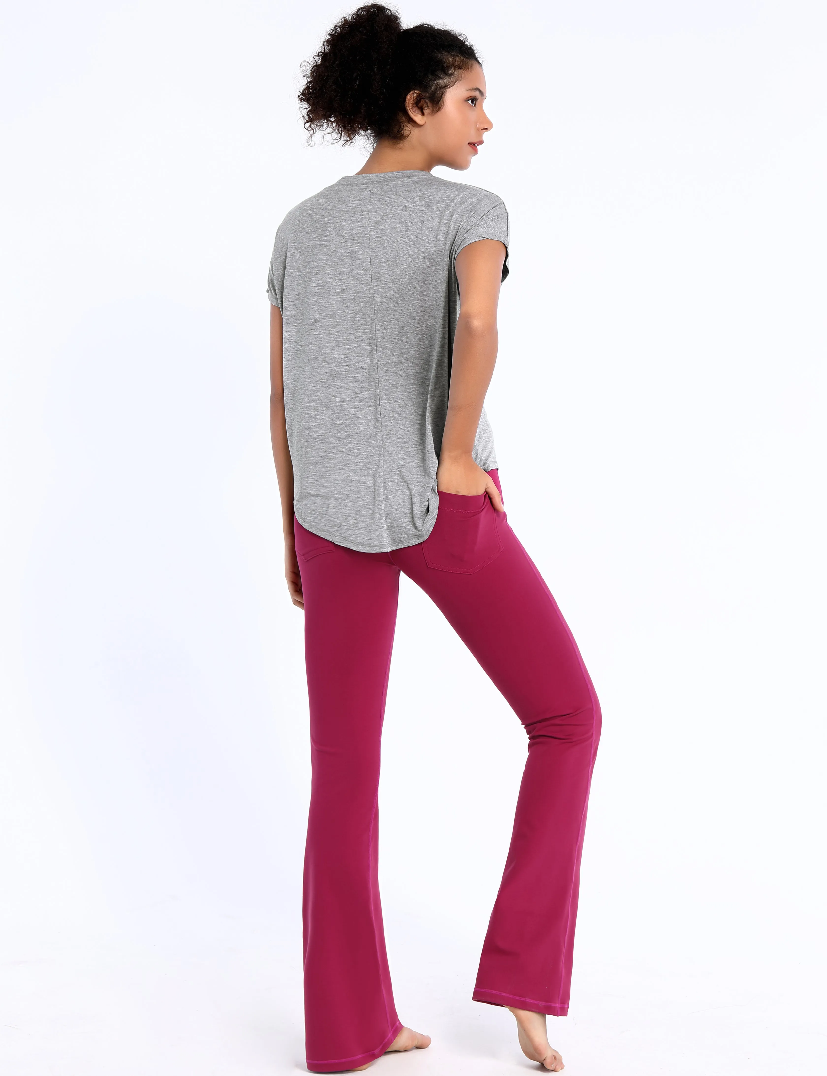 Hip Length Short Sleeve Shirt heathergray_Jogging